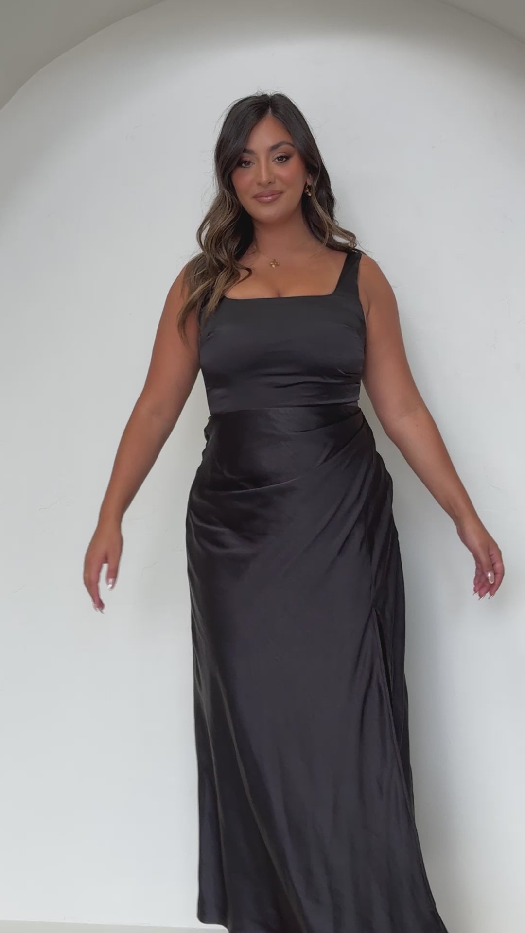 Load video: Alaria Maxi Dress - Black - Billy J