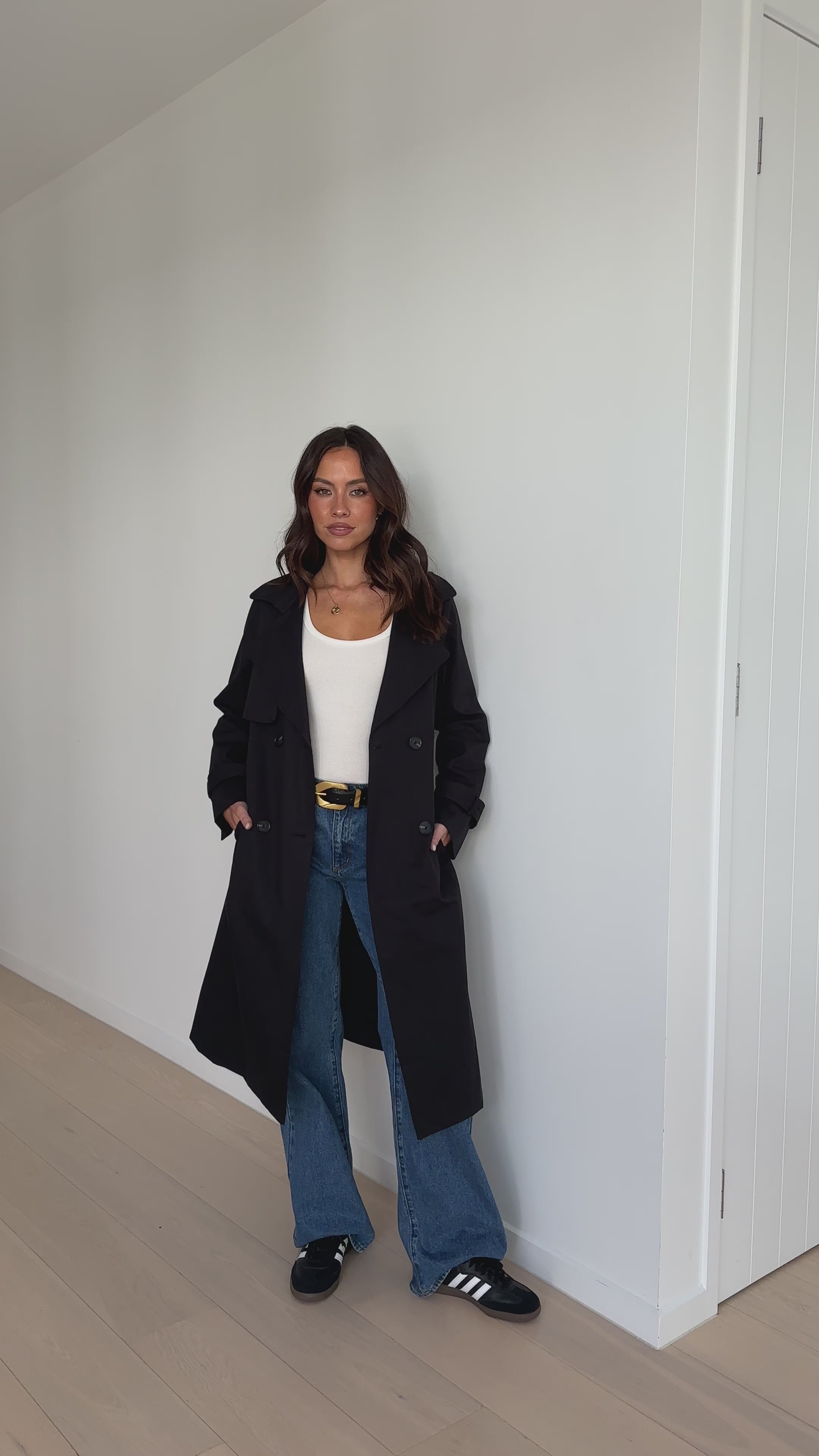 Load video: Byron Trench Coat - Black - Billy J