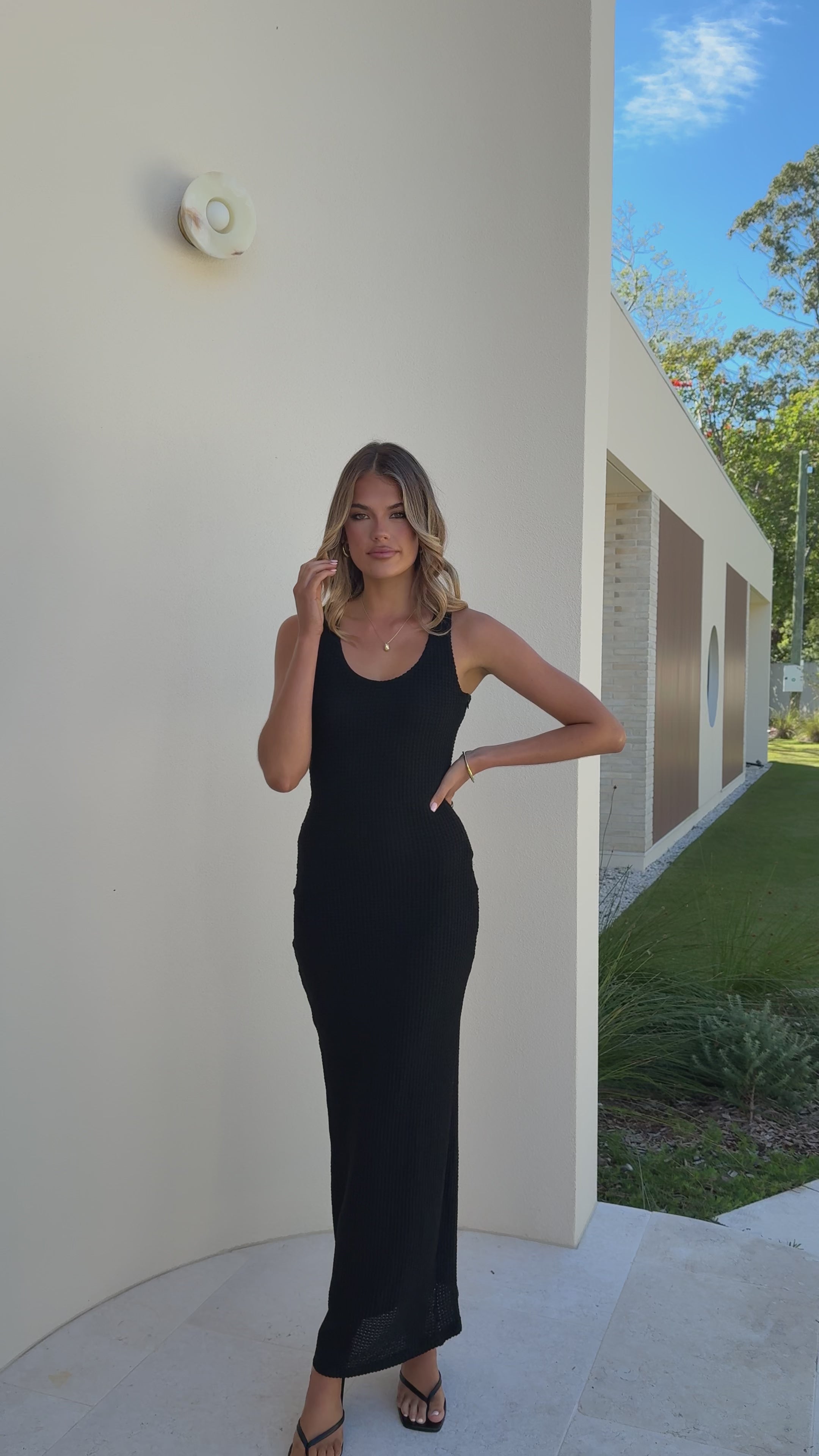 Load video: Zahara Maxi Dress - Black - Billy J