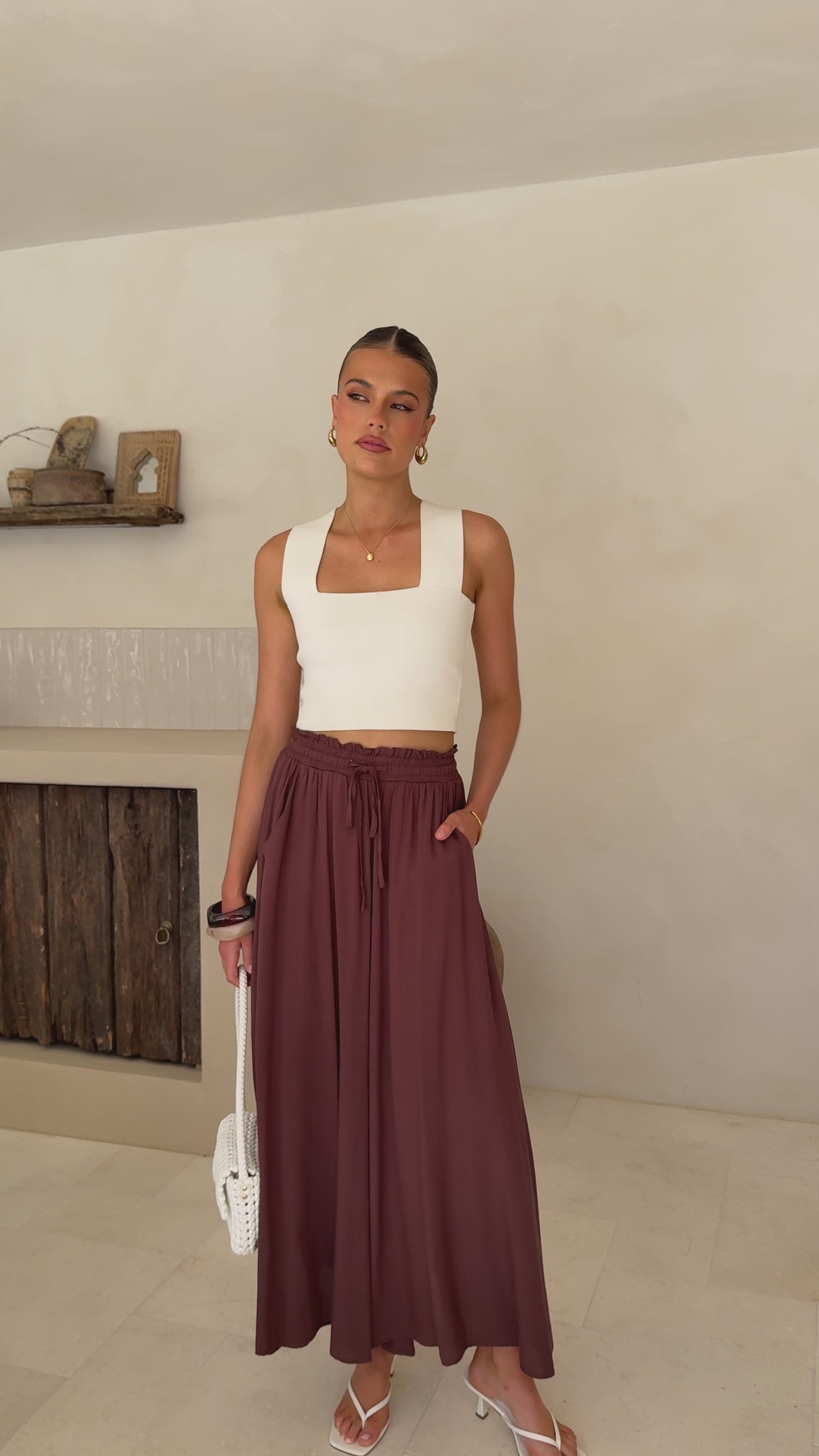 Aria Wide Leg Pants - Chocolate - Billy J