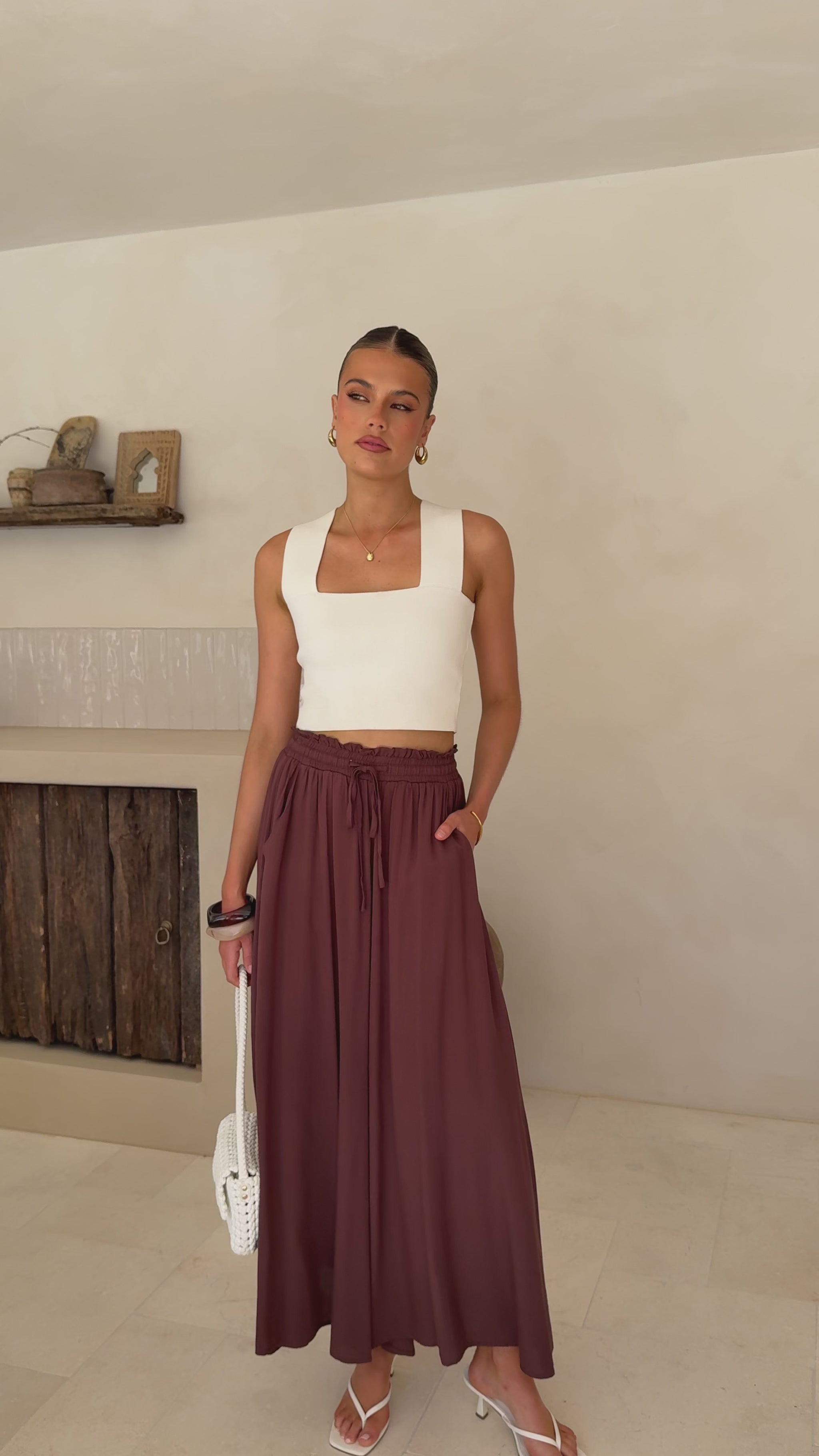 Aria Wide Leg Pants - Chocolate - Billy J