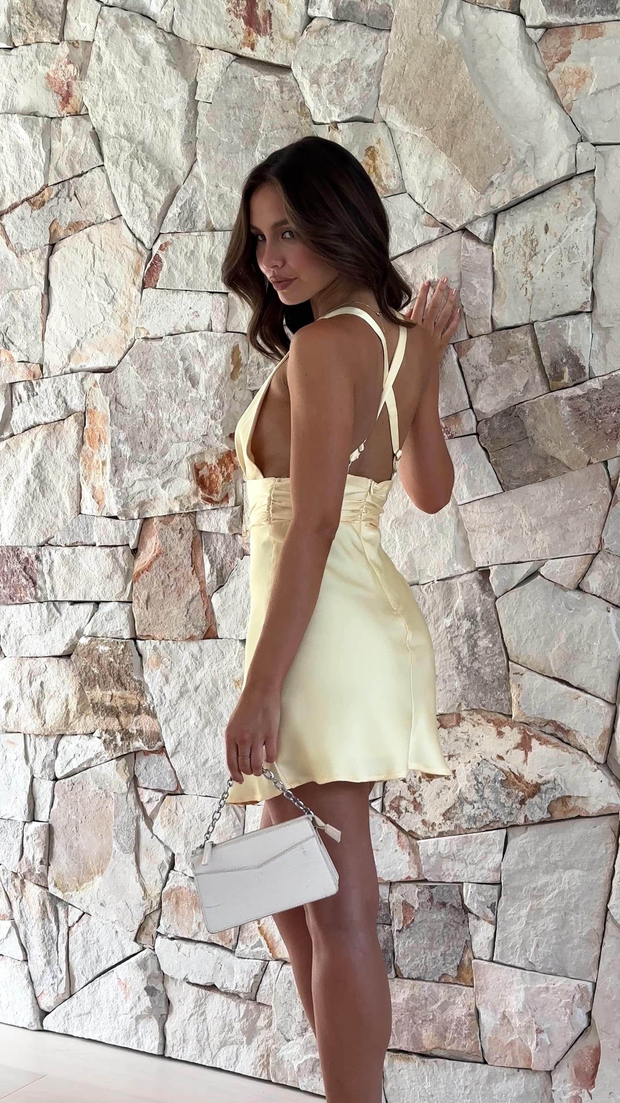 Load video: Cassida Mini Dress - Yellow - Billy J