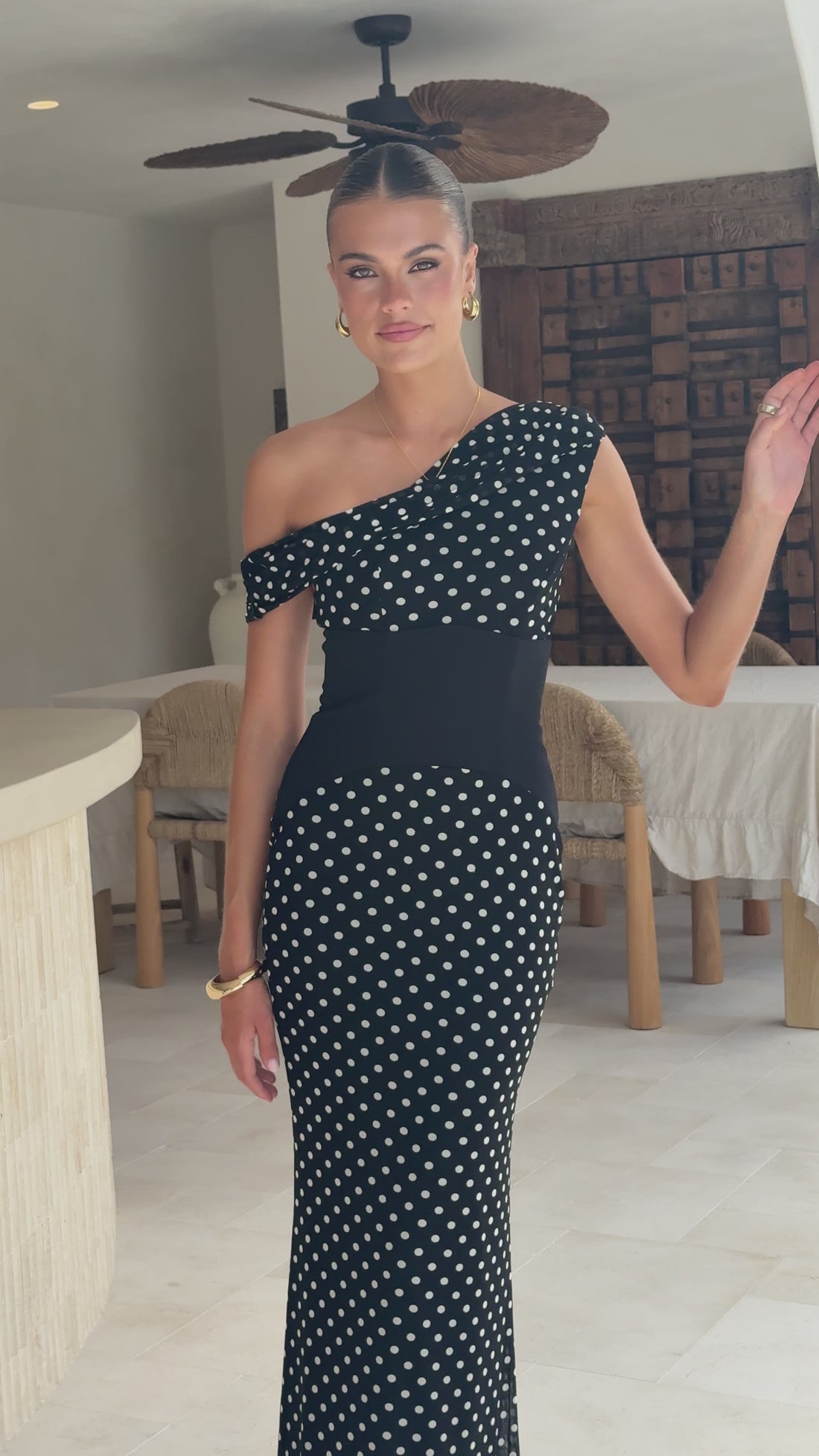 Bonnie Maxi Dress - Black/White Polka - Billy J
