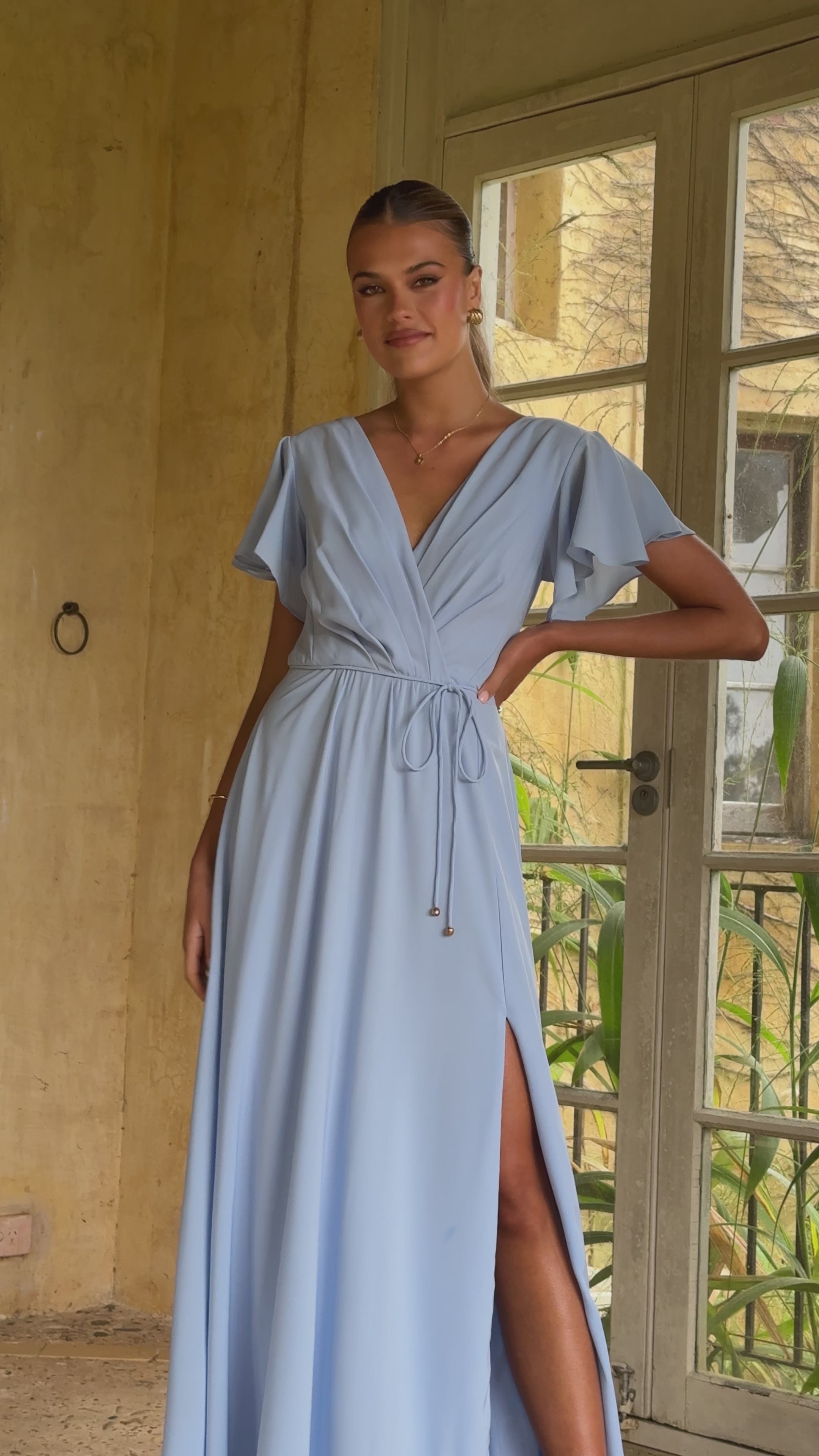 Load video: Charlize Maxi Dress - Blue - Billy J