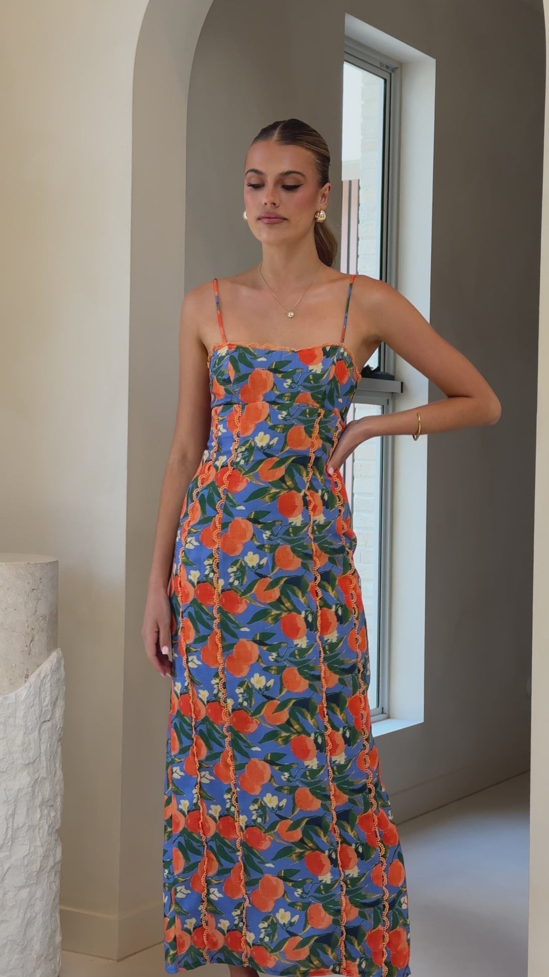 Carlia Midi Dress - Orange Print - Billy J