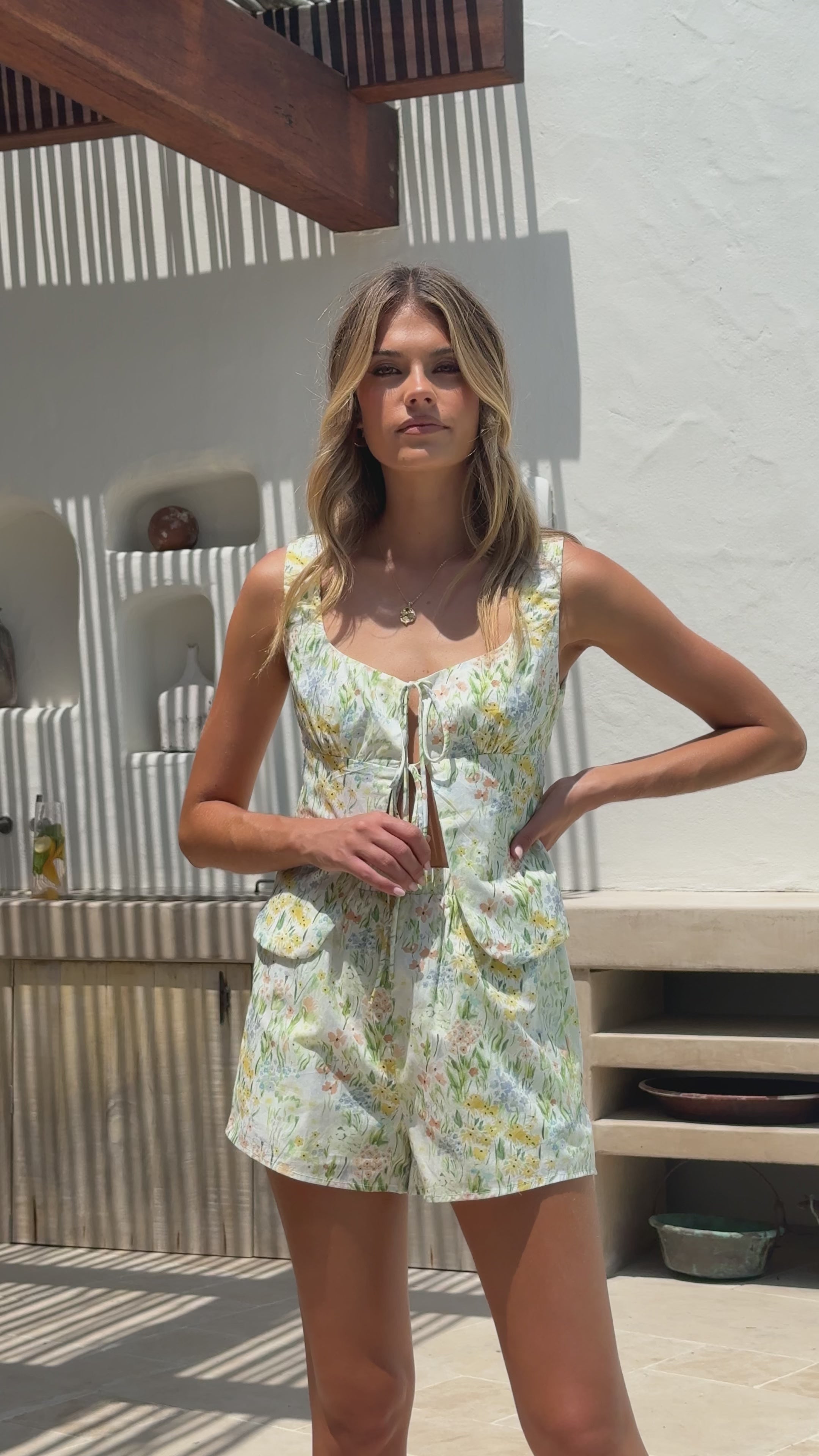 Load video: Izabelle Top - Green Print - Billy J