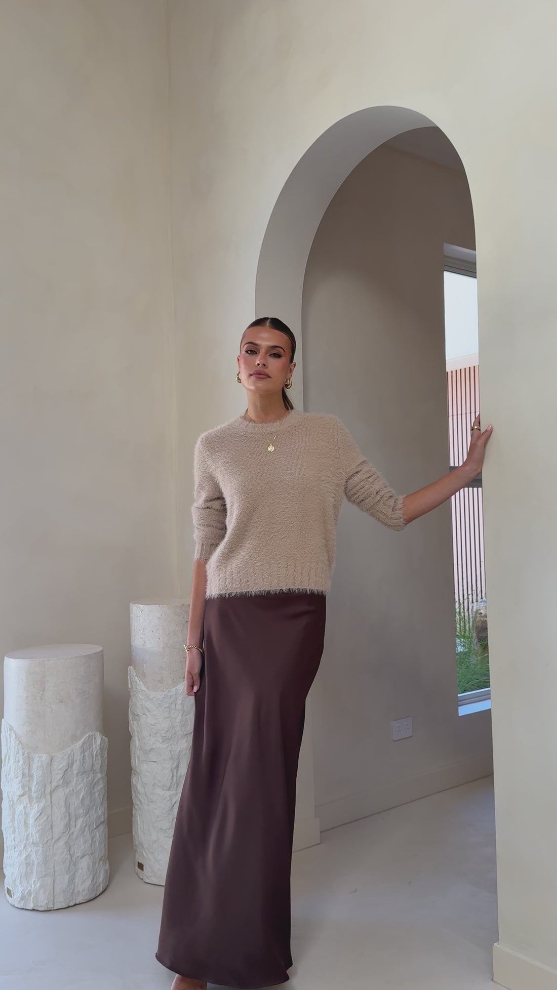 Darina Bias Cut Maxi Skirt - Chocolate - Billy J
