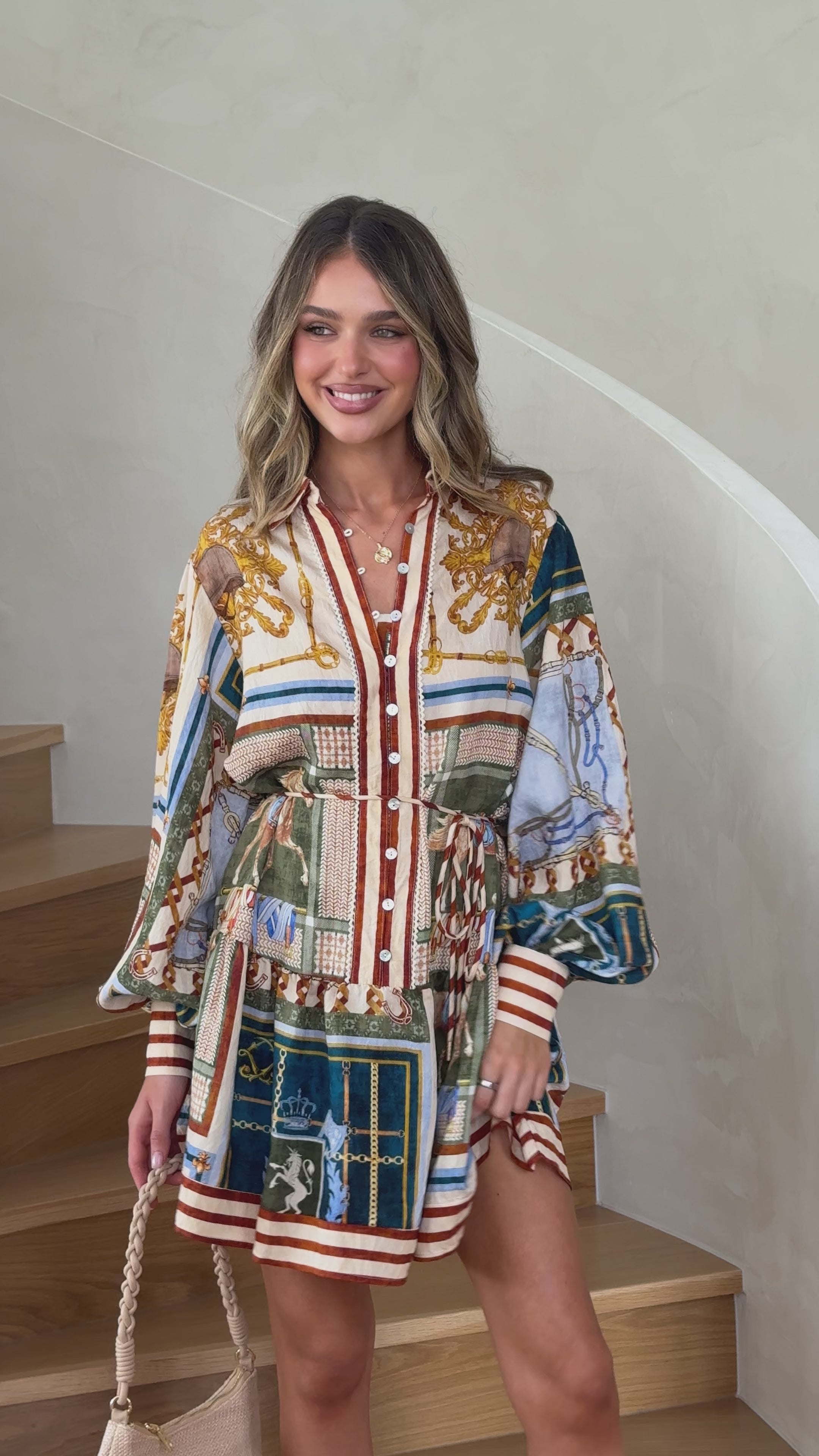 Load video: Kaylee Mini Dress - Romy Print - Billy J