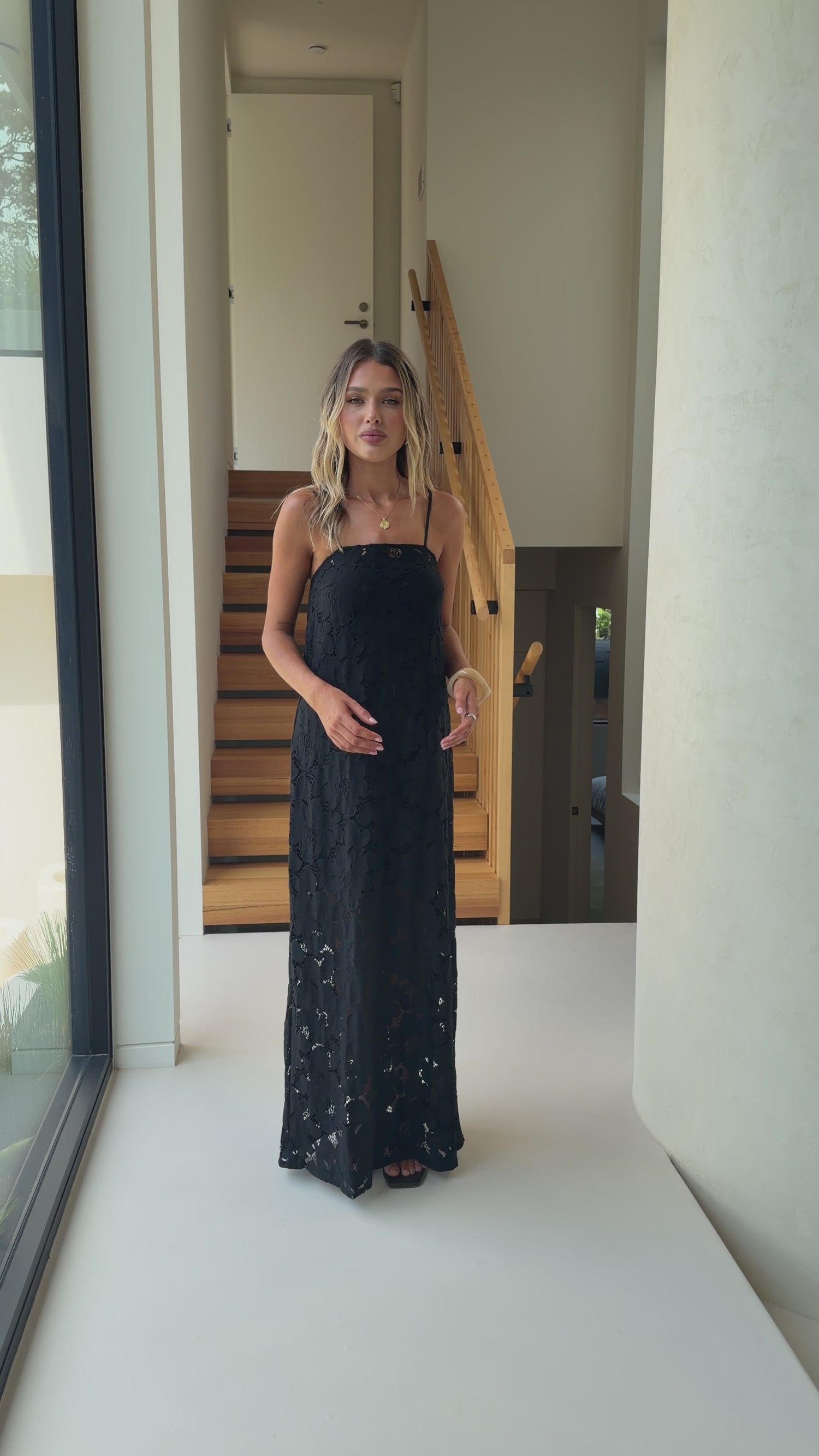 Oaklynn Maxi Dress - Black/Lace - Billy J