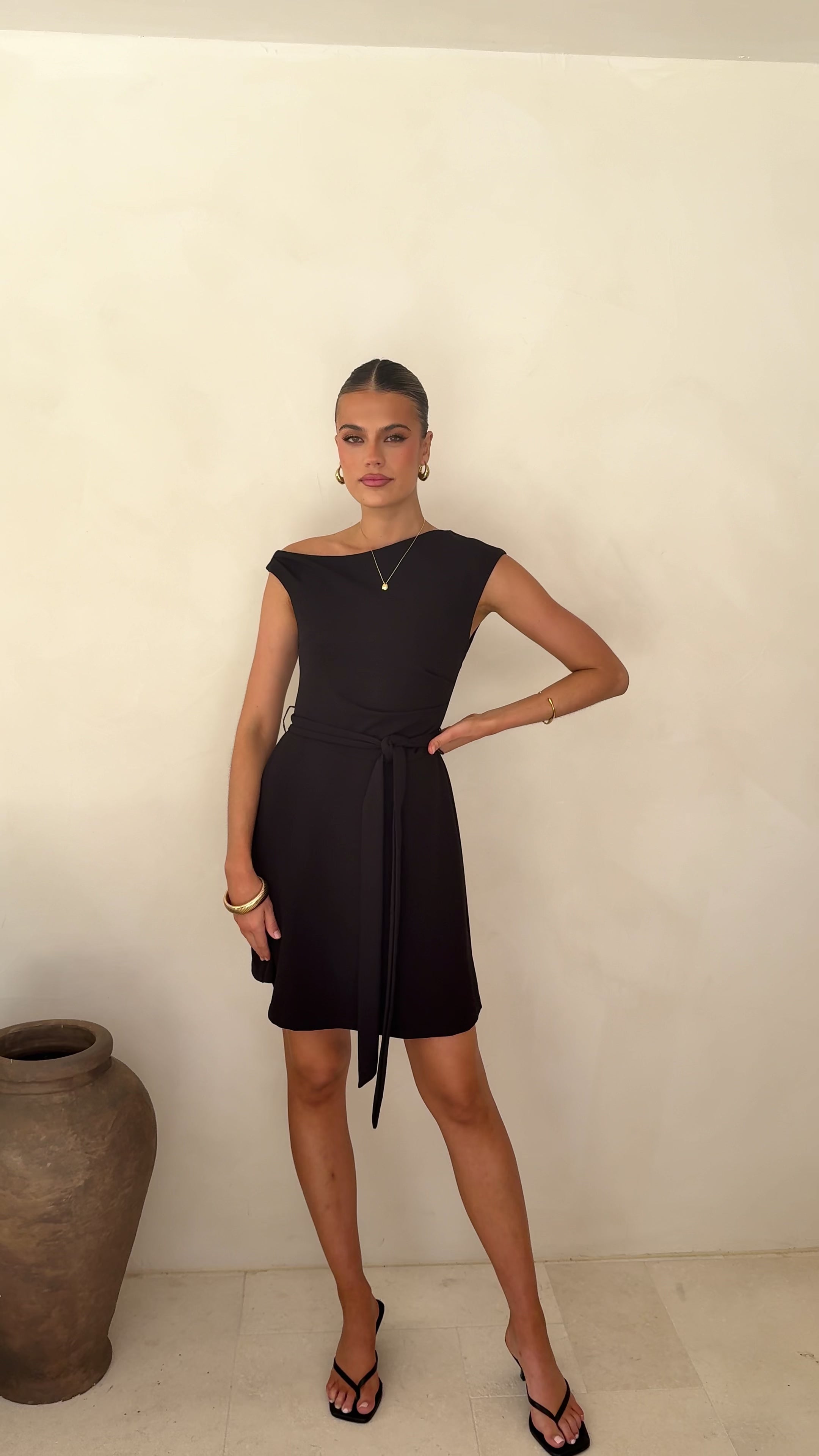 Load video: Gem Mini Dress - Black - Billy J