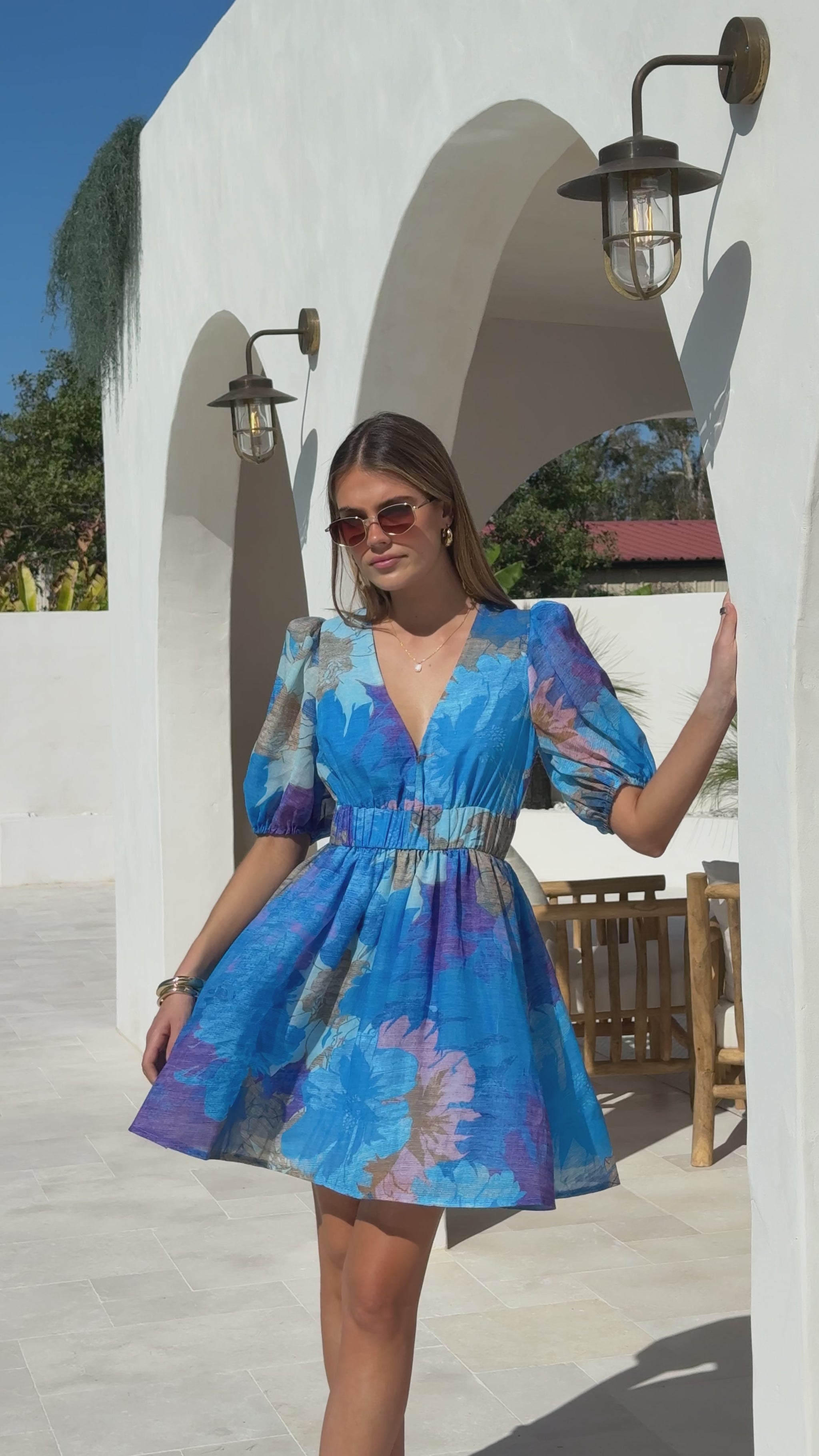 Abel Mini Dress - Blue Floral - Billy J