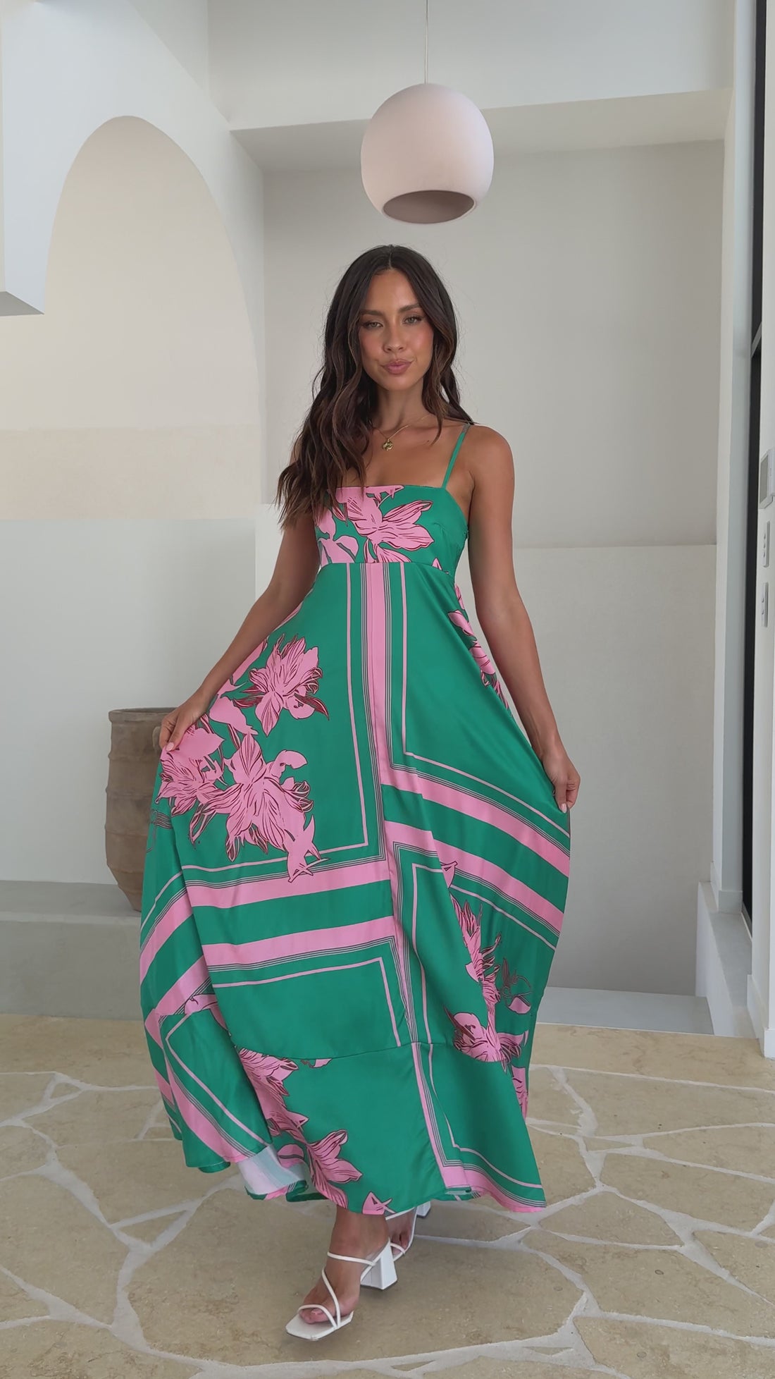 Kaethe Maxi Dress - Green/Pink Floral - Billy J