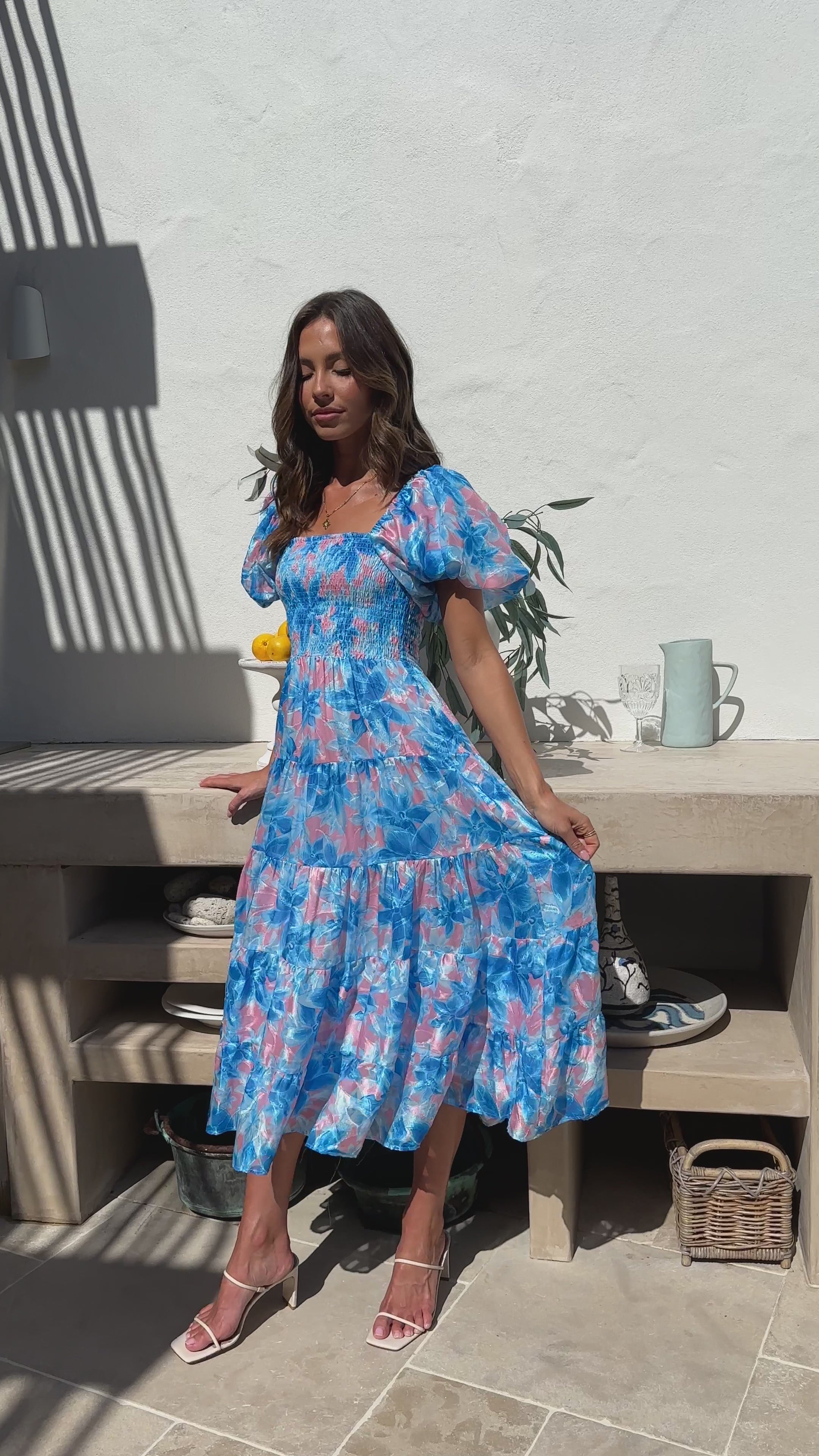 Load video: Silica Maxi Dress - Blue - Billy J