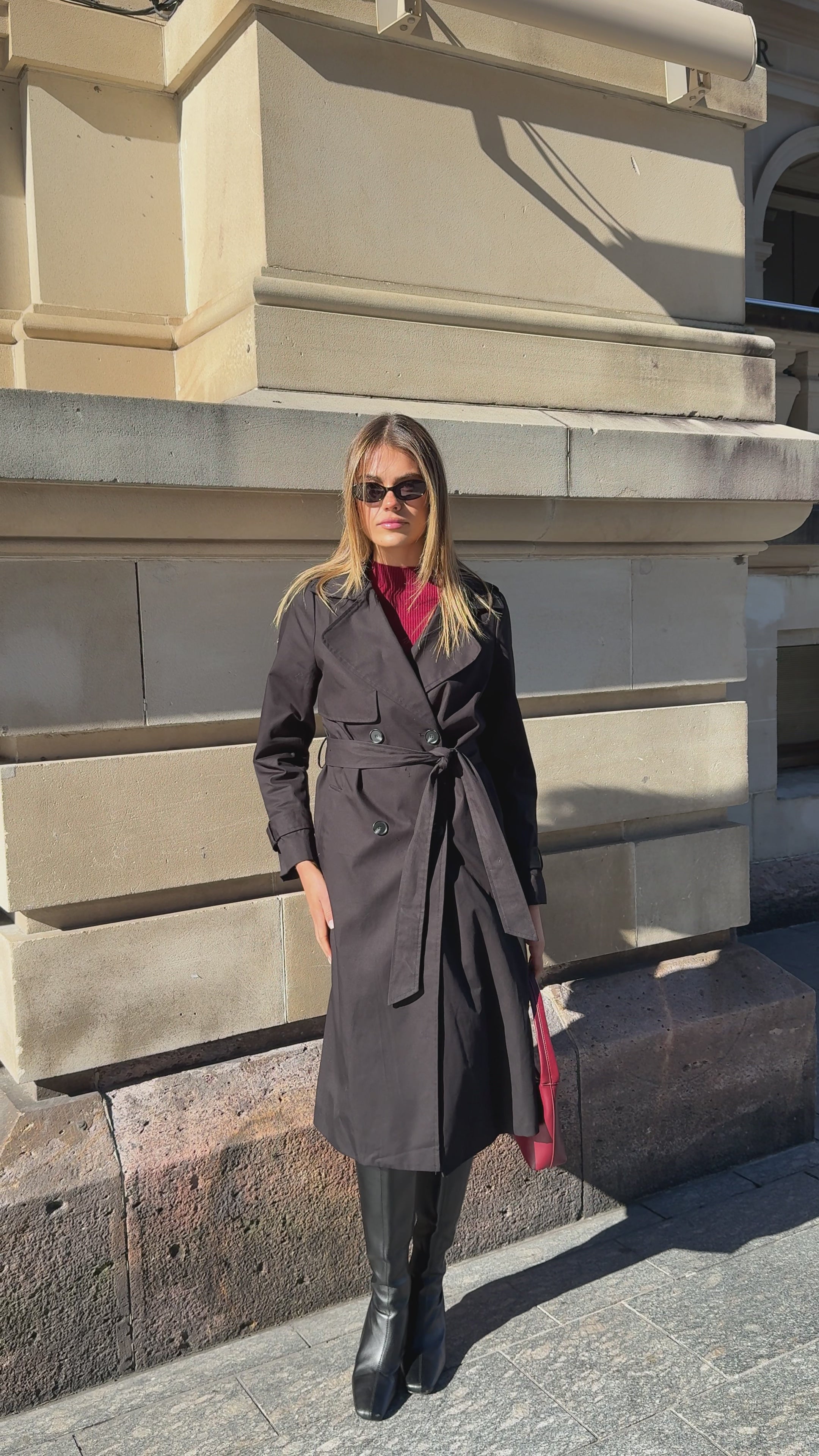 Load video: Byron Trench Coat - Black - Billy J