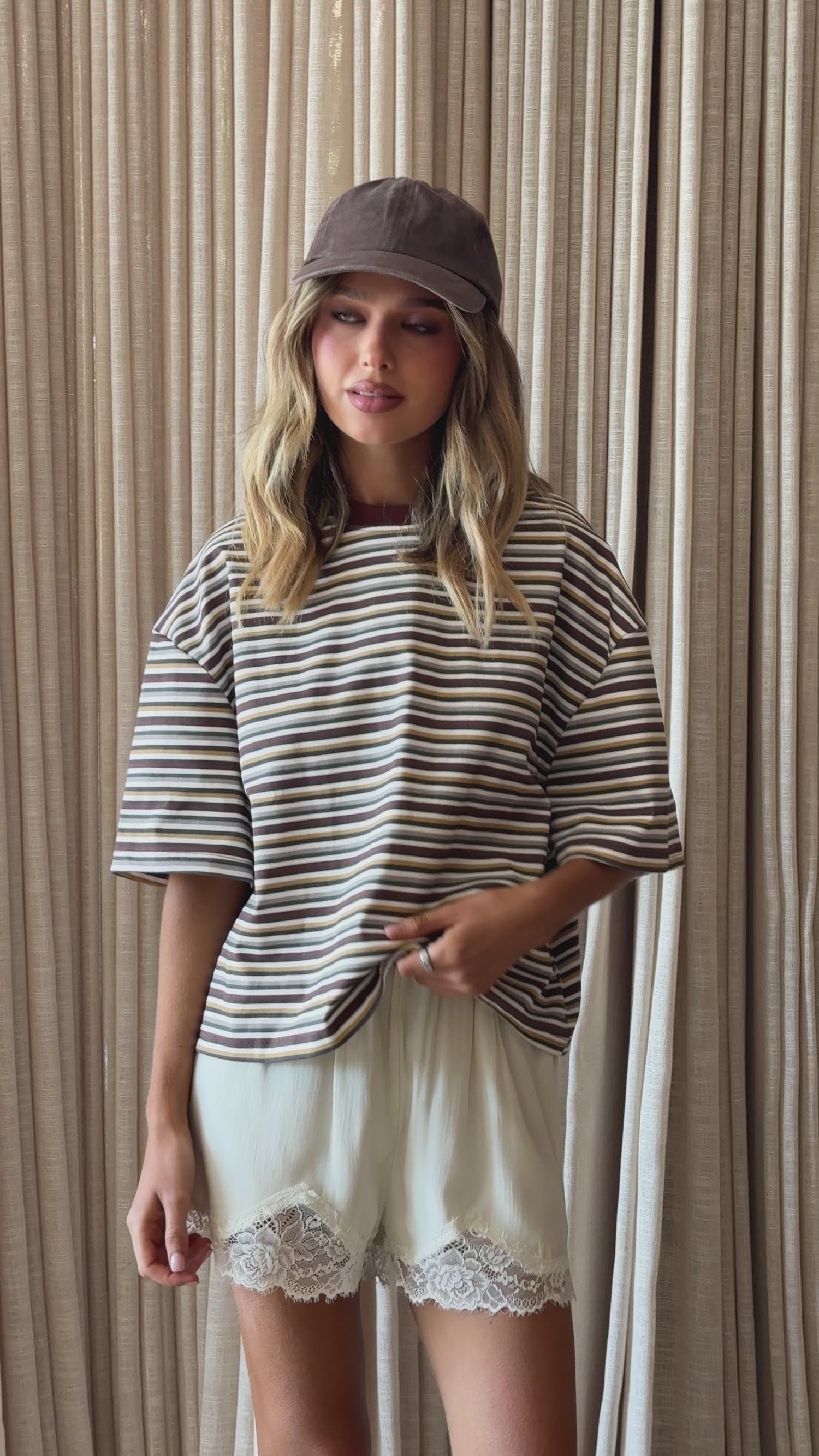 Paige Tee - Chocolate/Multi Stripe - Billy J