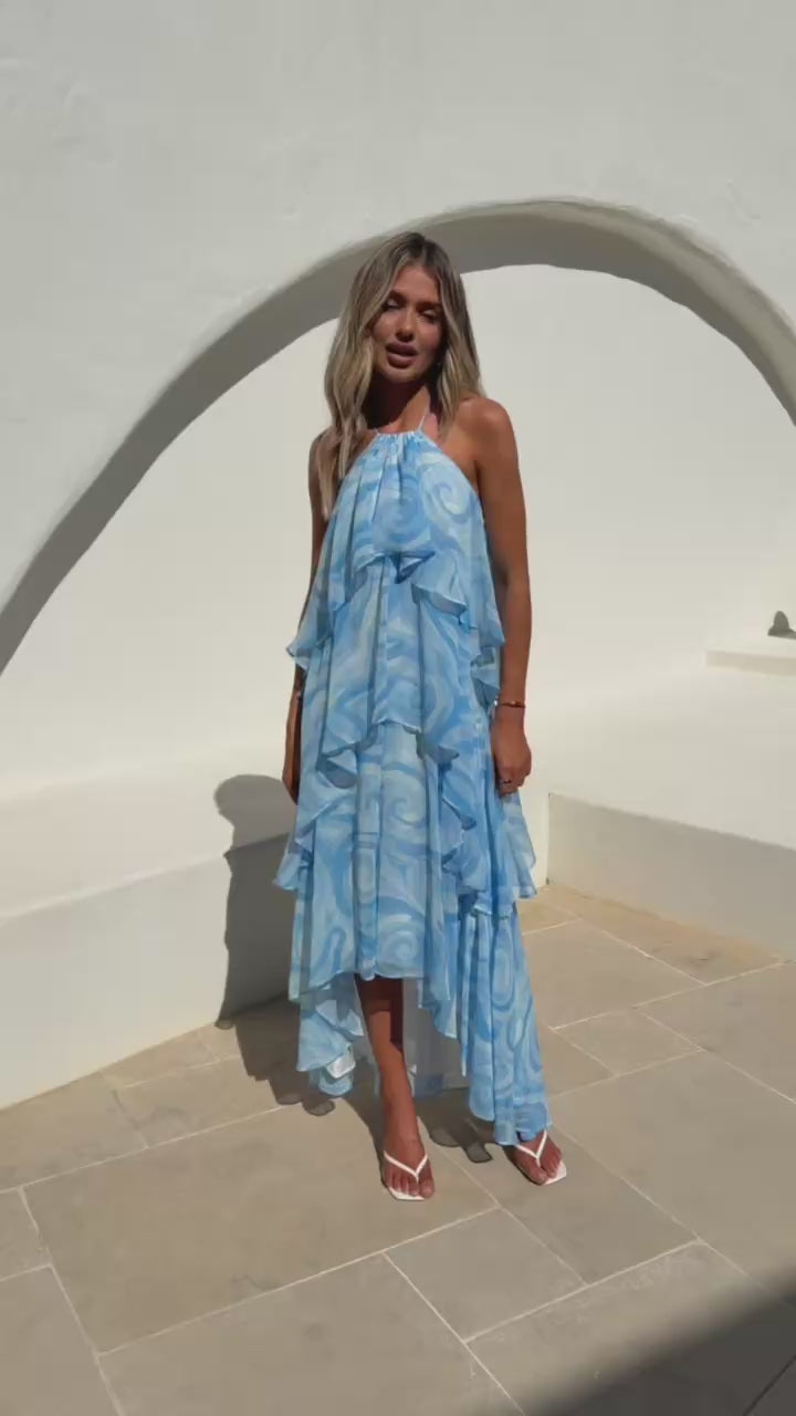Soph Maxi Dress - Blue Abstract - Billy J