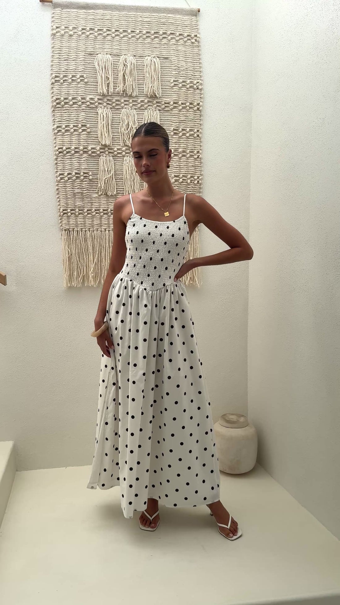 Gena Maxi Dress - White Polka - Billy J