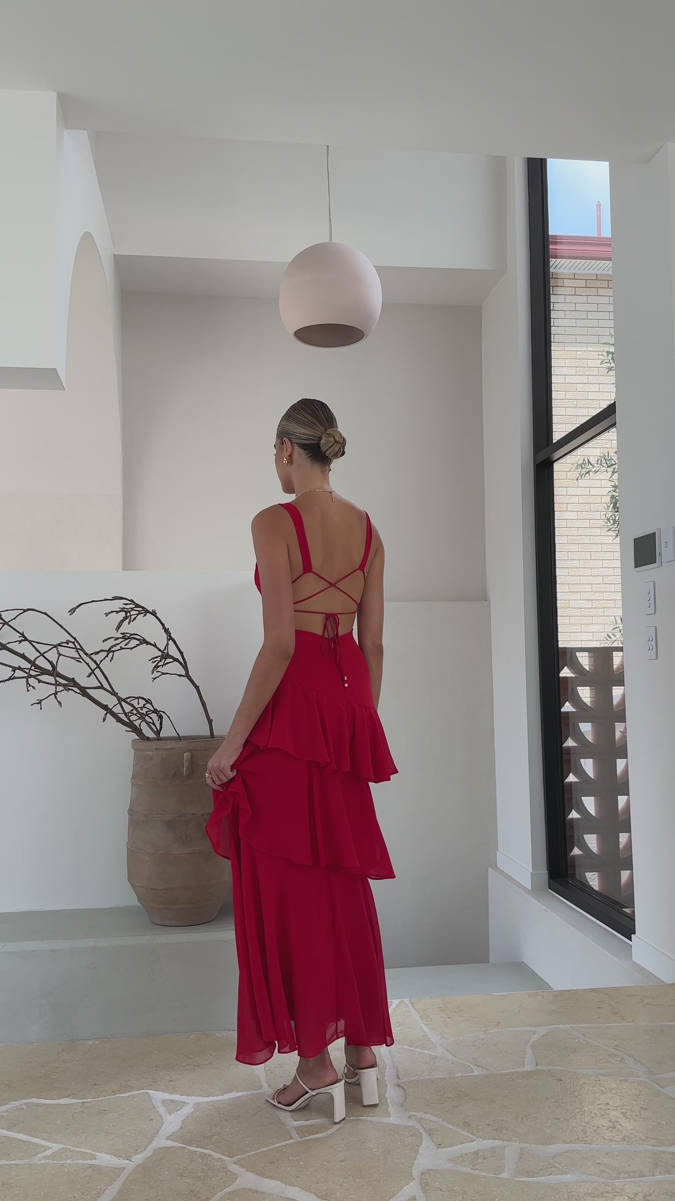 Load video: Stasie Maxi Dress - Red - Billy J