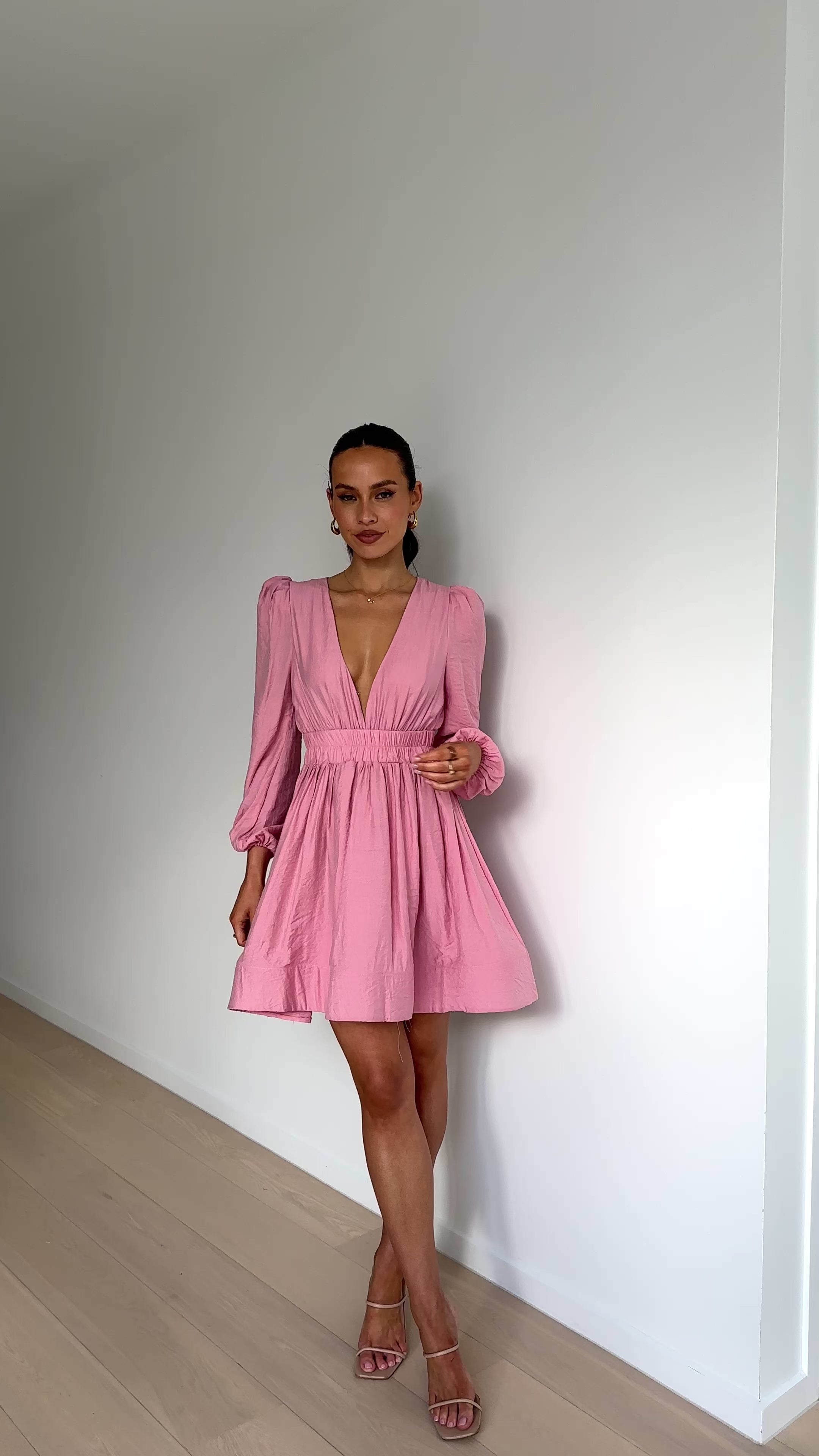 Load video: Charlotte Mini Dress - Soft Pink - Billy J
