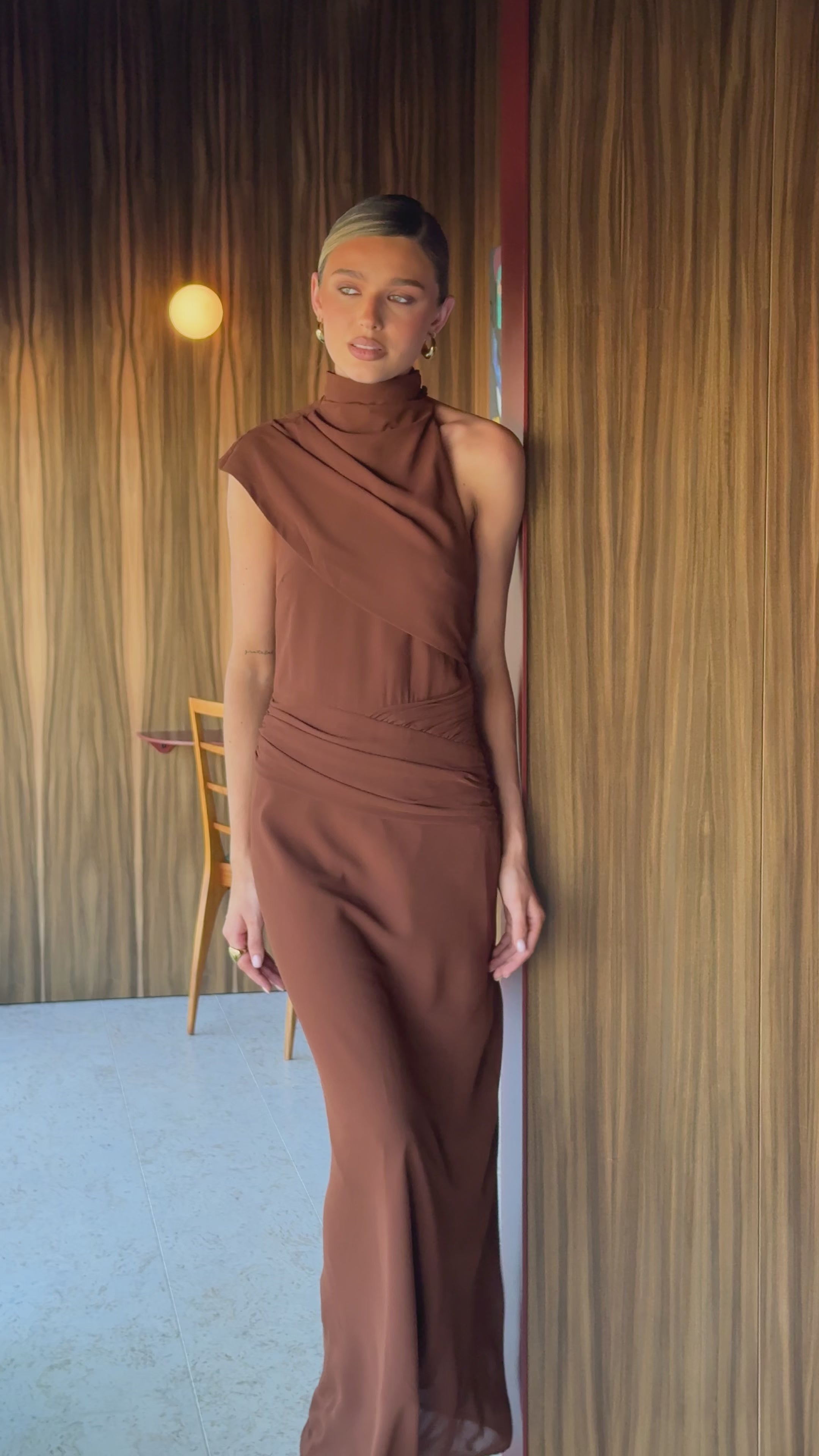 Load video: Via Maxi Dress - Chocolate - Billy J