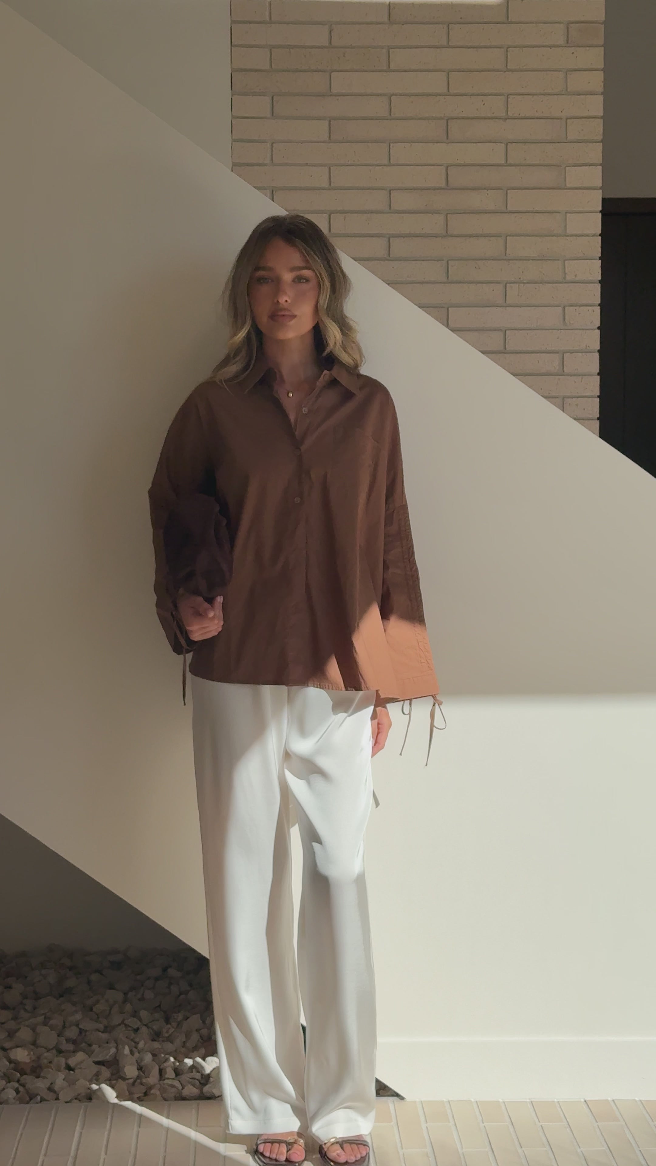 Load video: Alanna Shirt - Chocolate - Billy J