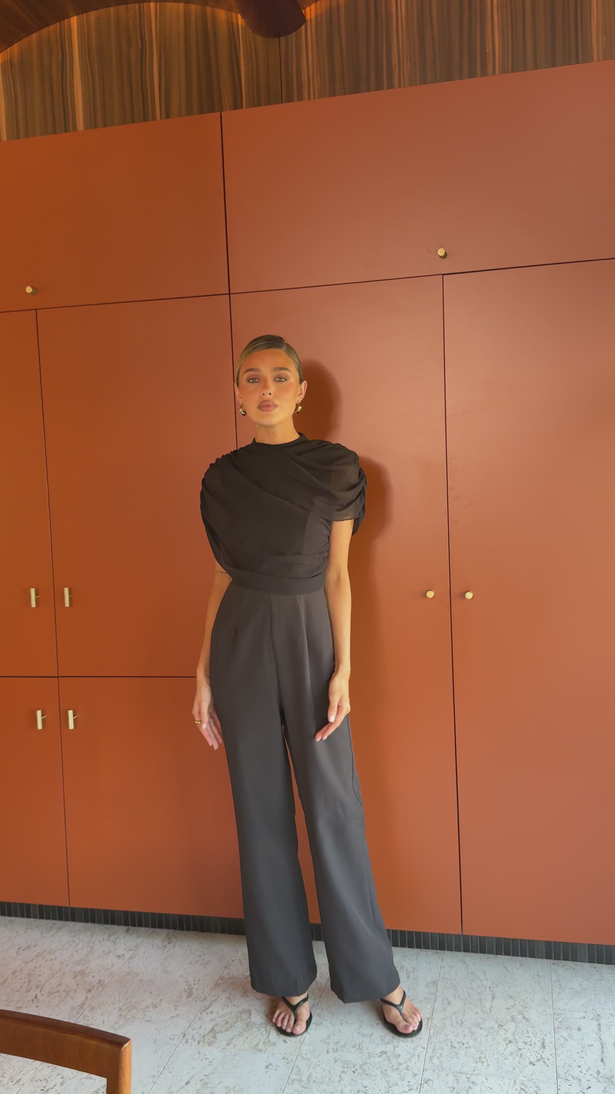 Load video: Zahina Jumpsuit - Black - Billy J