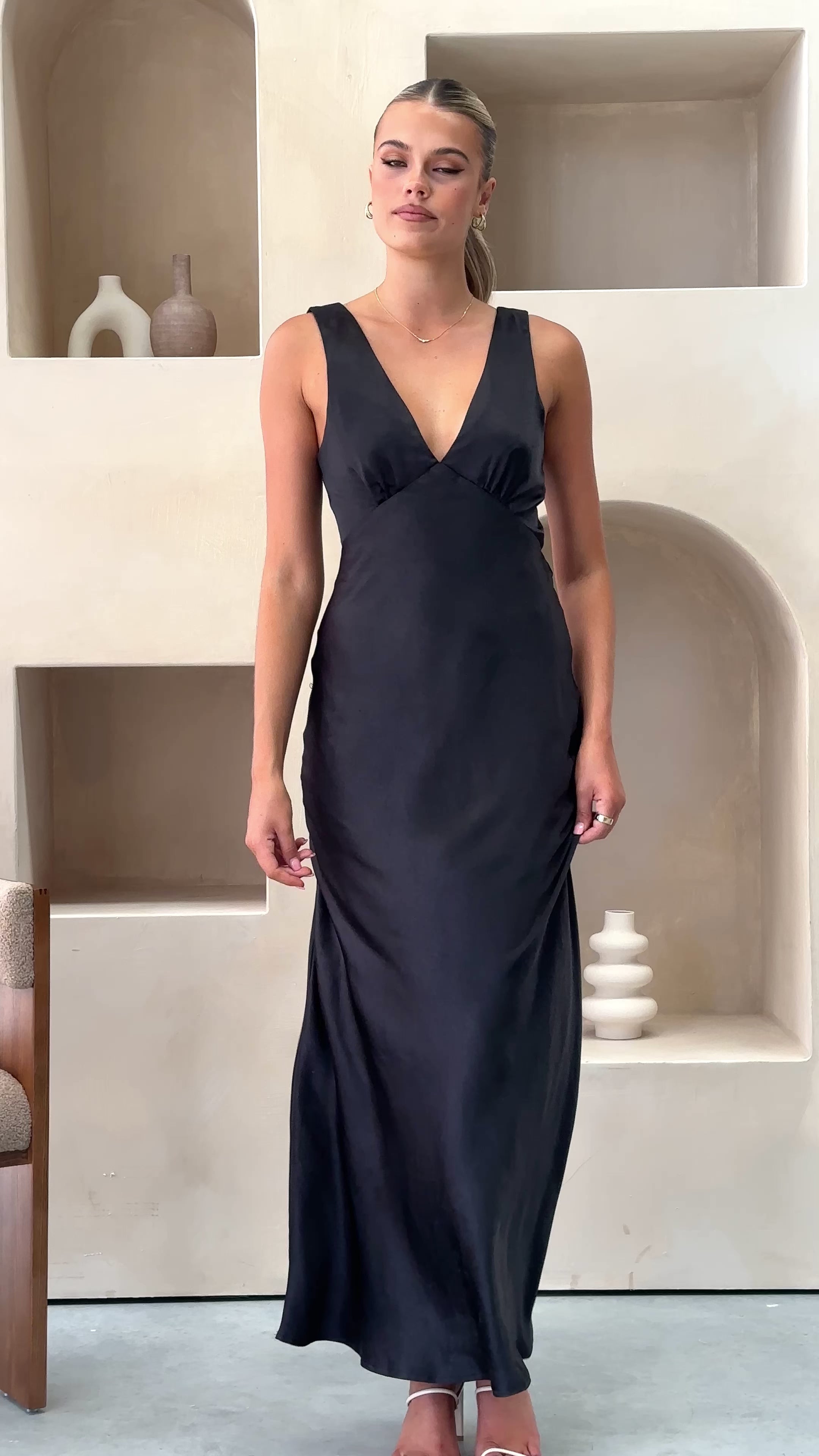 Load video: Sofia Maxi Dress - Black - Billy J
