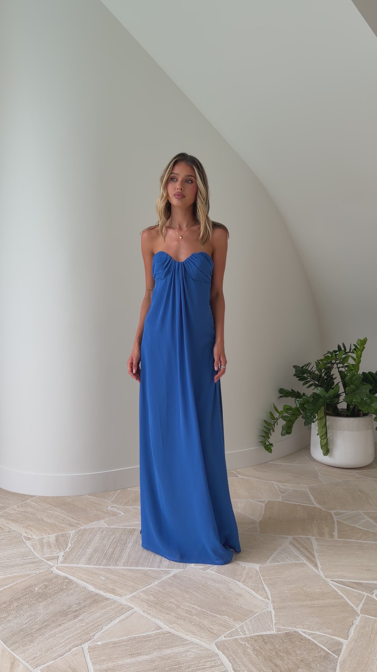 Olivia Strapless Maxi Dress - Cobalt Blue - Billy J