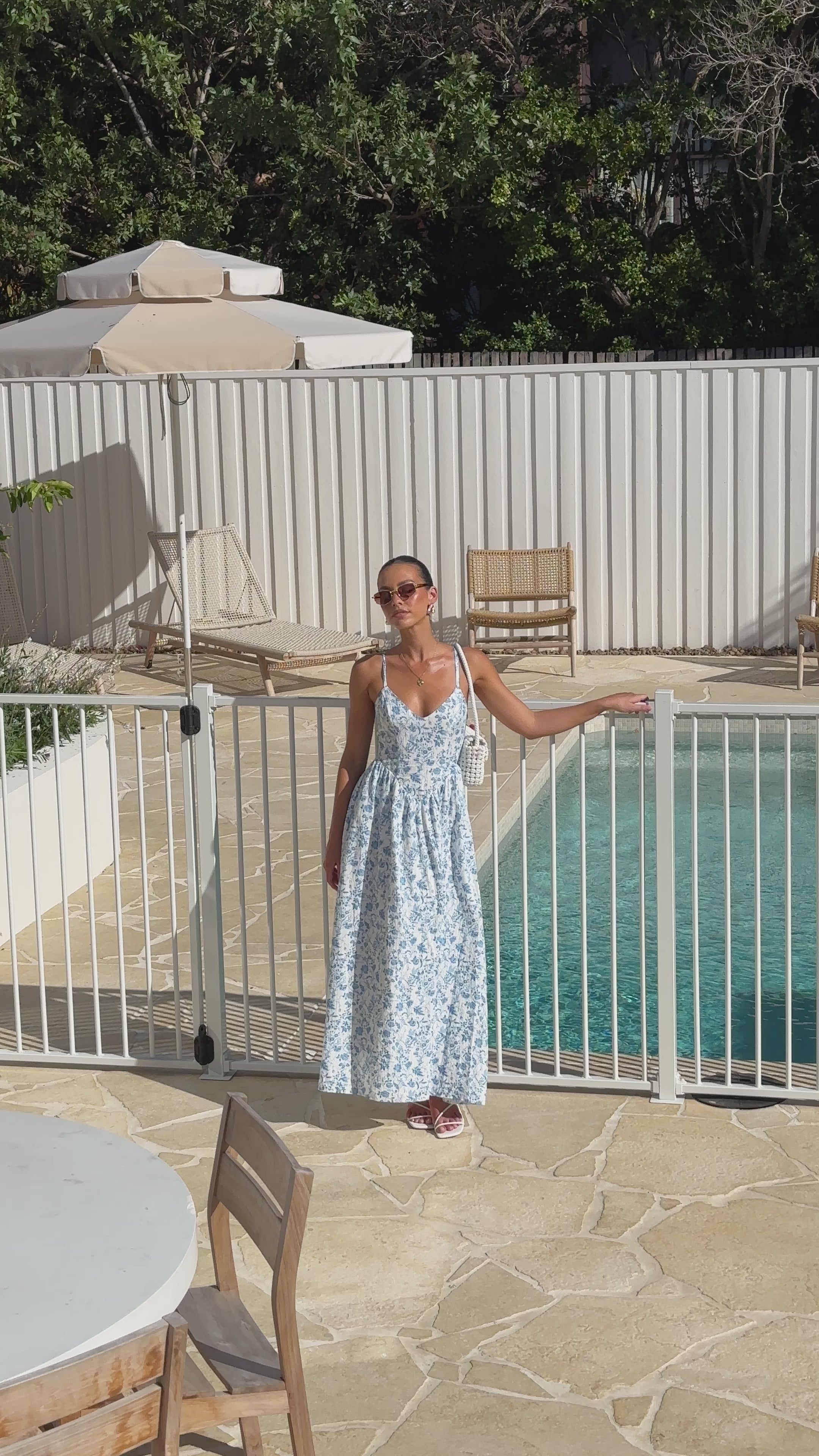 Load video: Azura Maxi Dress - Blue Floral - Billy J
