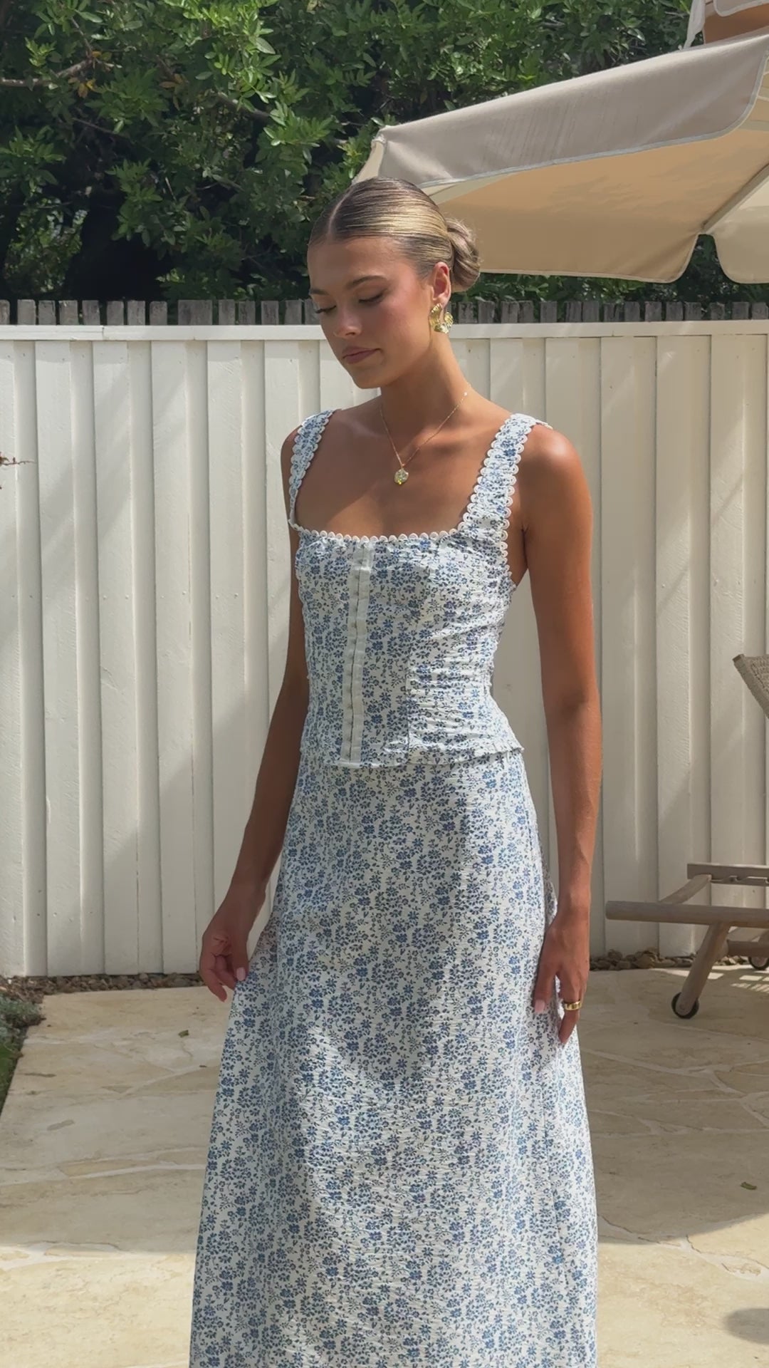 Saylor Maxi Skirt - Blue Floral - Billy J