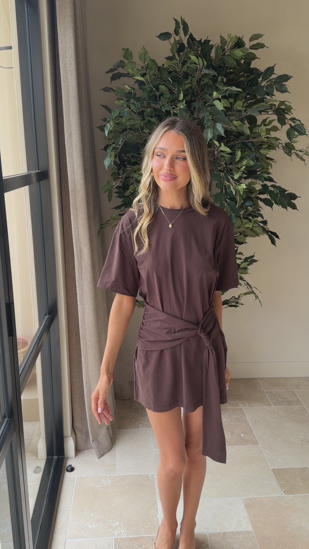Load video: Jade Mini Dress - Chocolate - Billy J