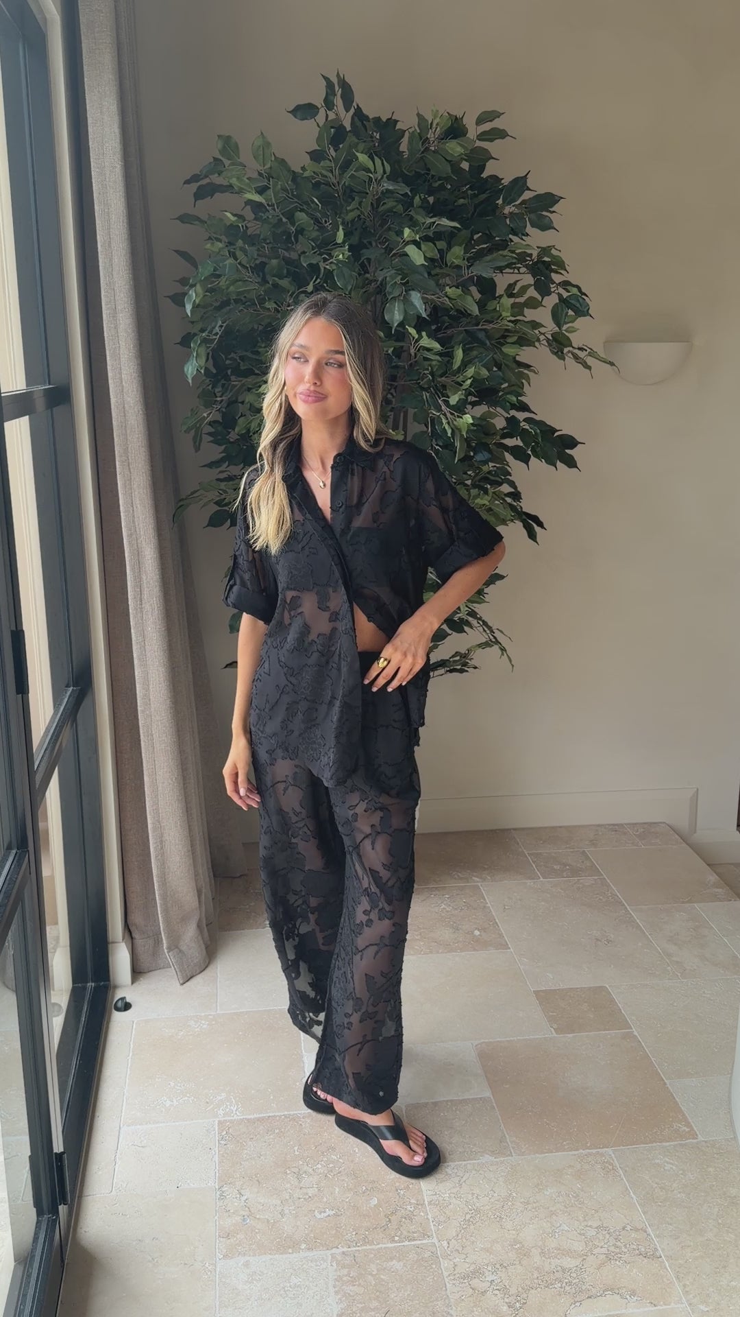 Load video: Mollie Lace Pants - Black - Billy J