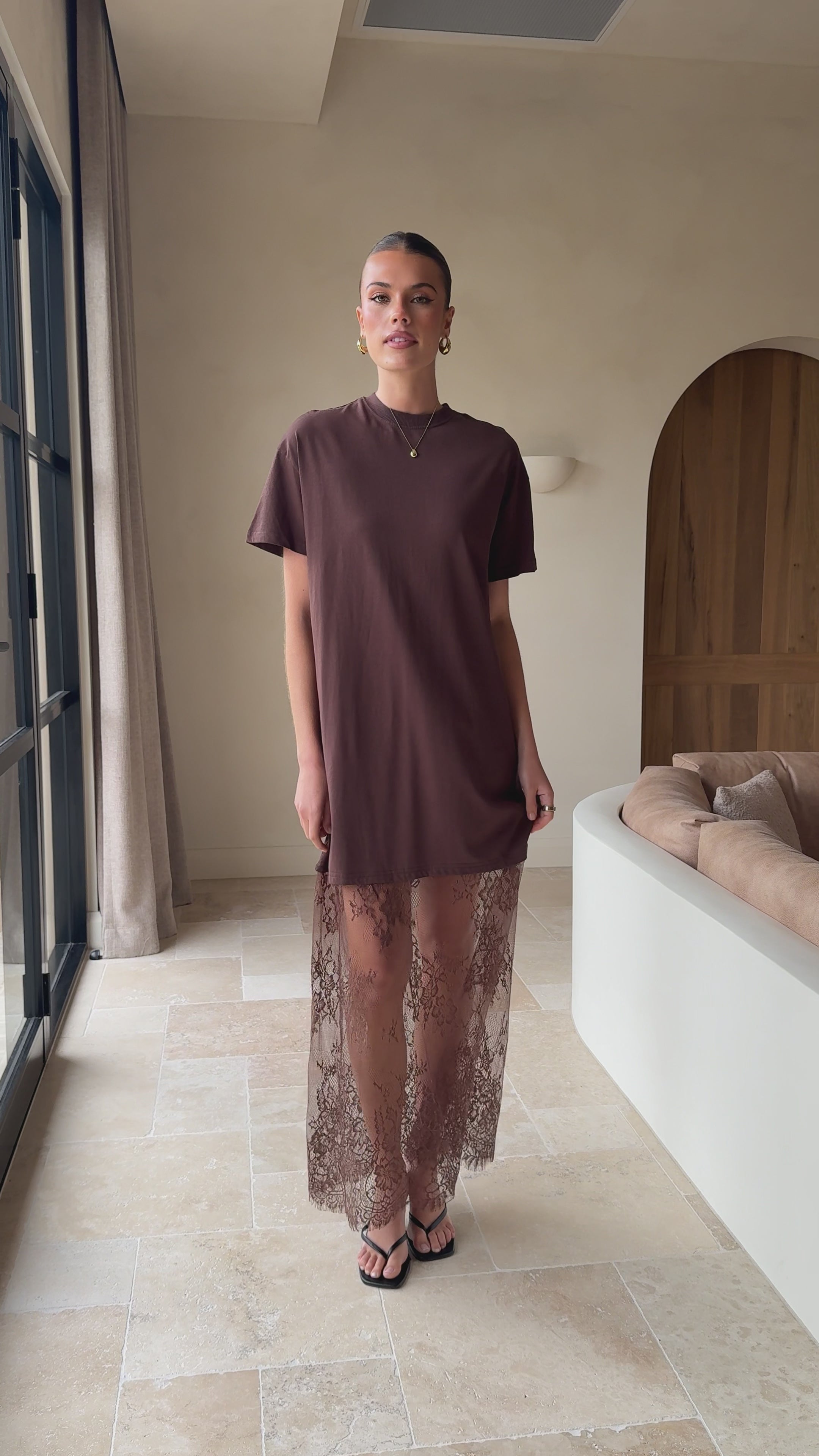 Load video: Adora T-Shirt Maxi Dress - Chocolate - Billy J