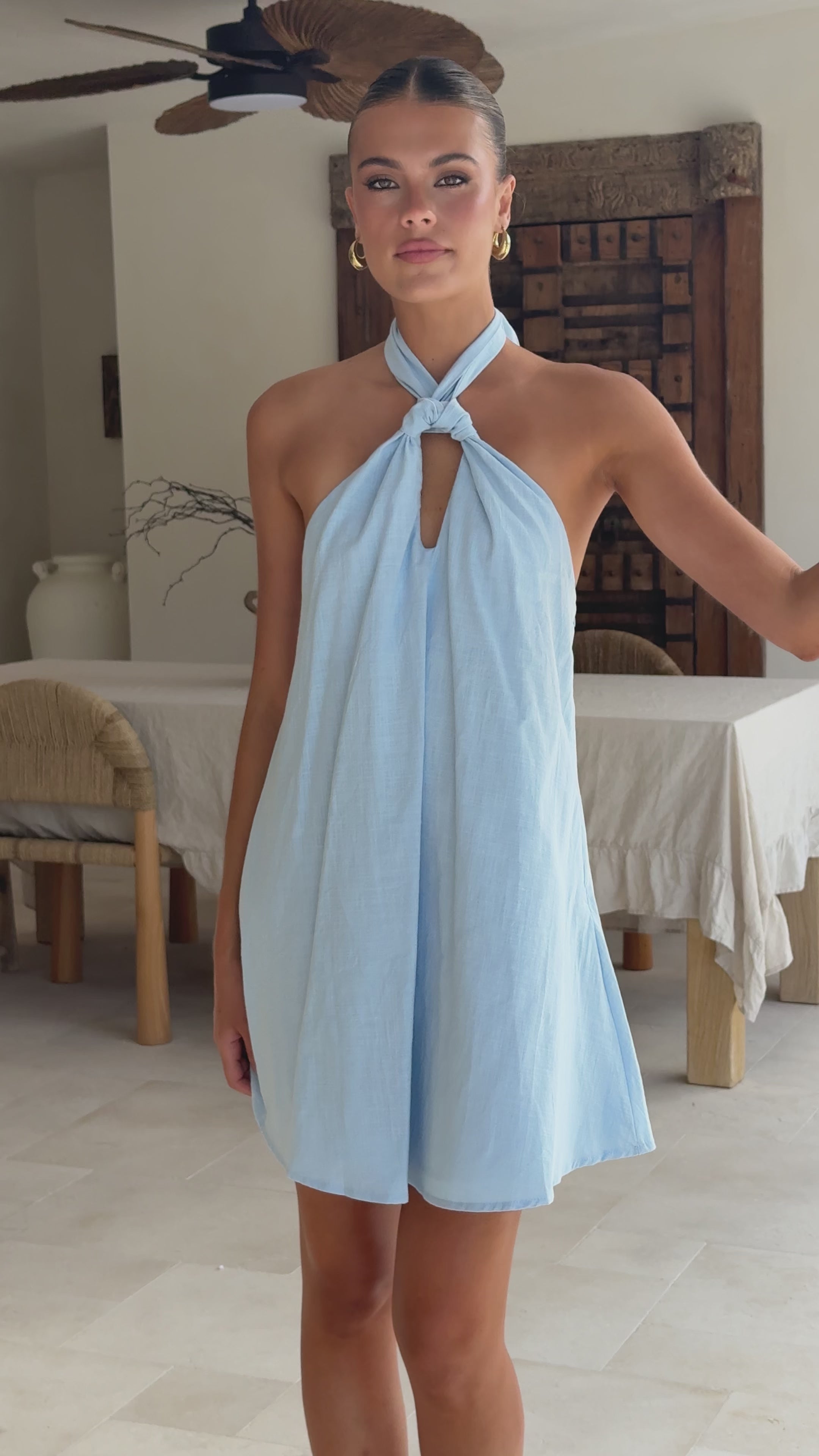 Load video: Maja Mini Dress - Blue - Billy J