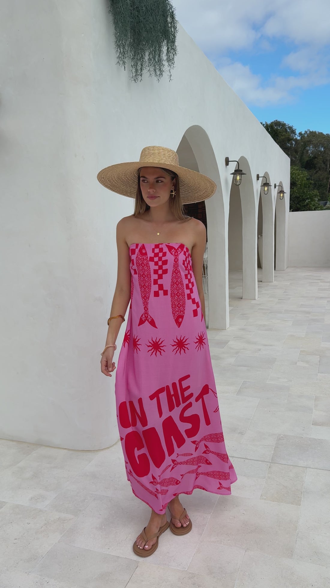 Elidie Maxi Dress - Pink/Red Tide - Billy J