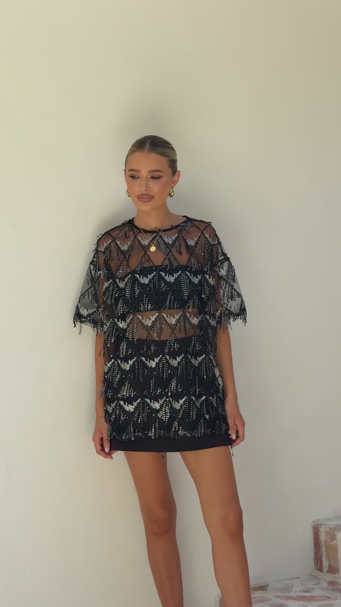 Lira Sequin Tee - Black - Billy J