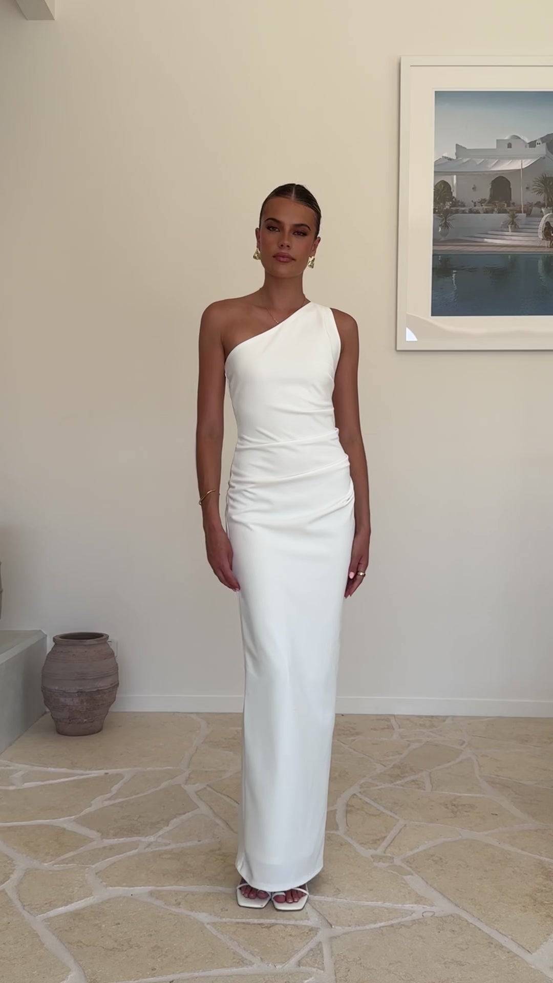 Load video: Cataleya Maxi Dress - White - Billy J