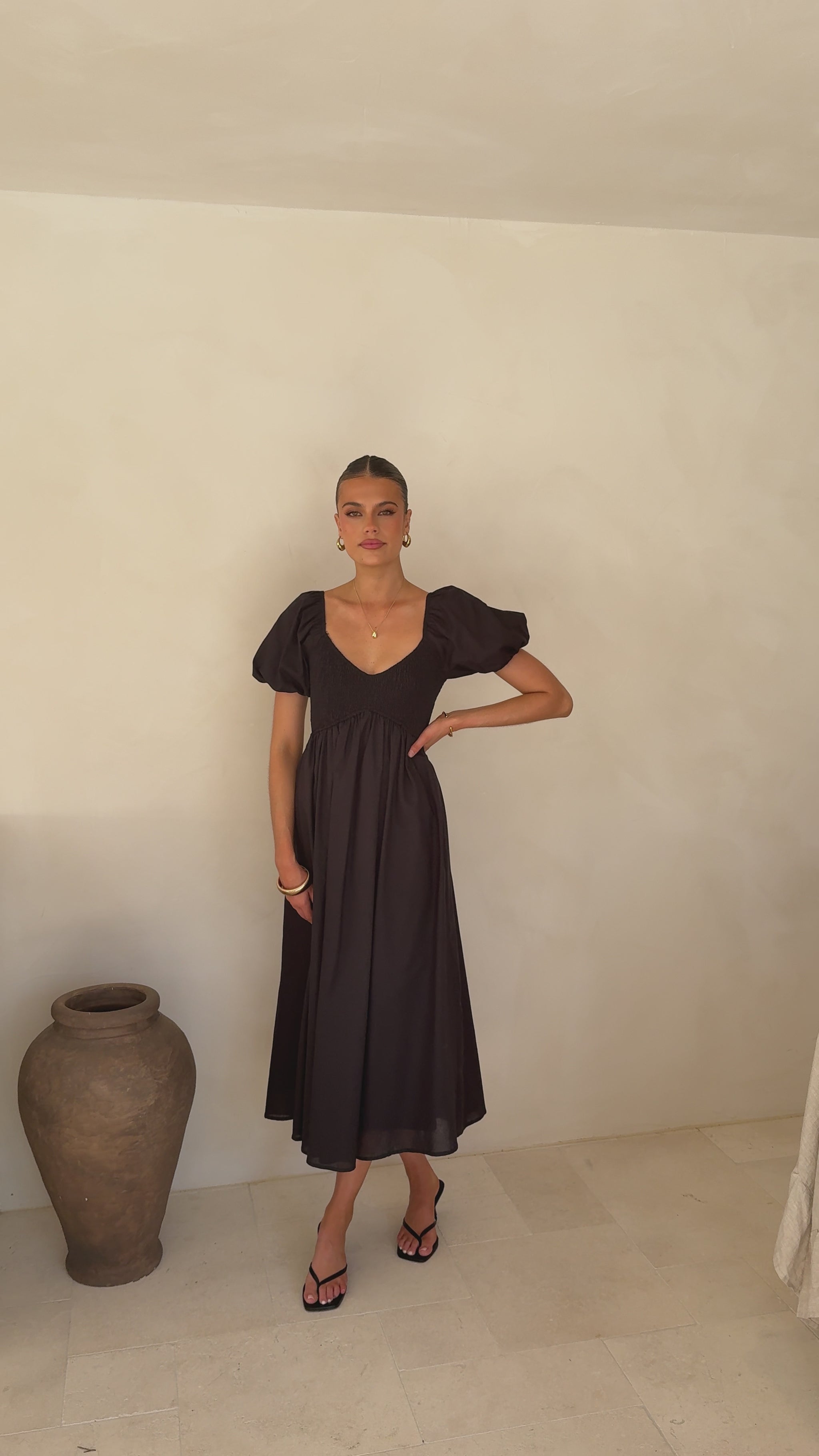 Sahirah Midi Dress - Black - Billy J