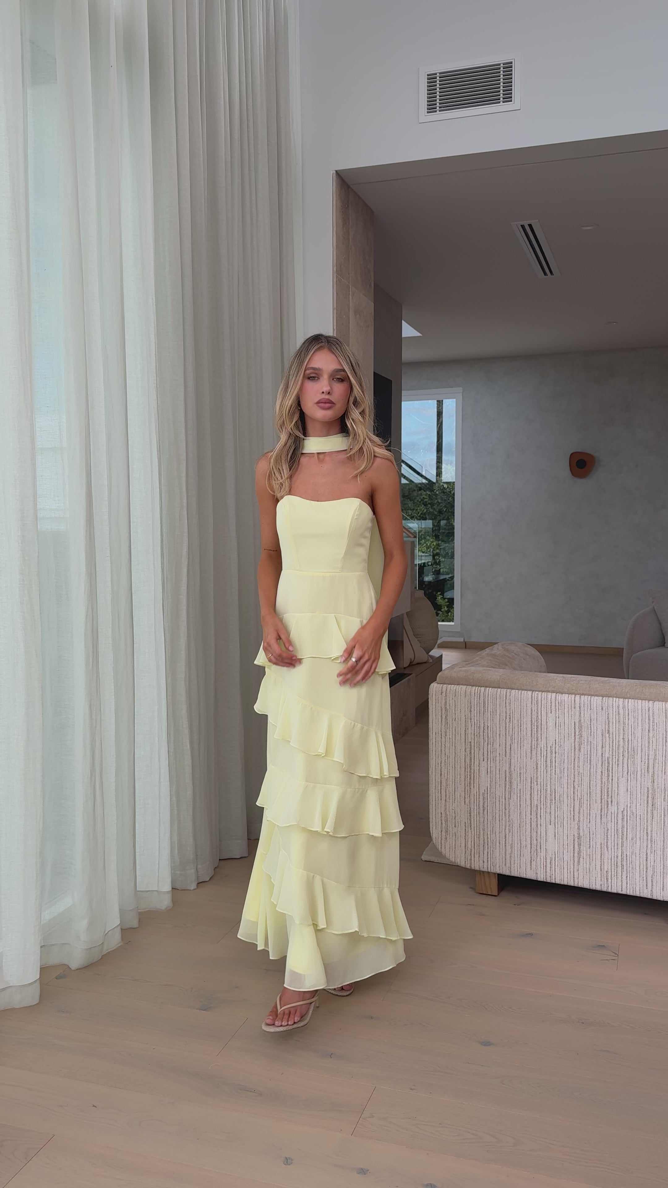Load video: Flora Maxi Dress - Yellow - Billy J