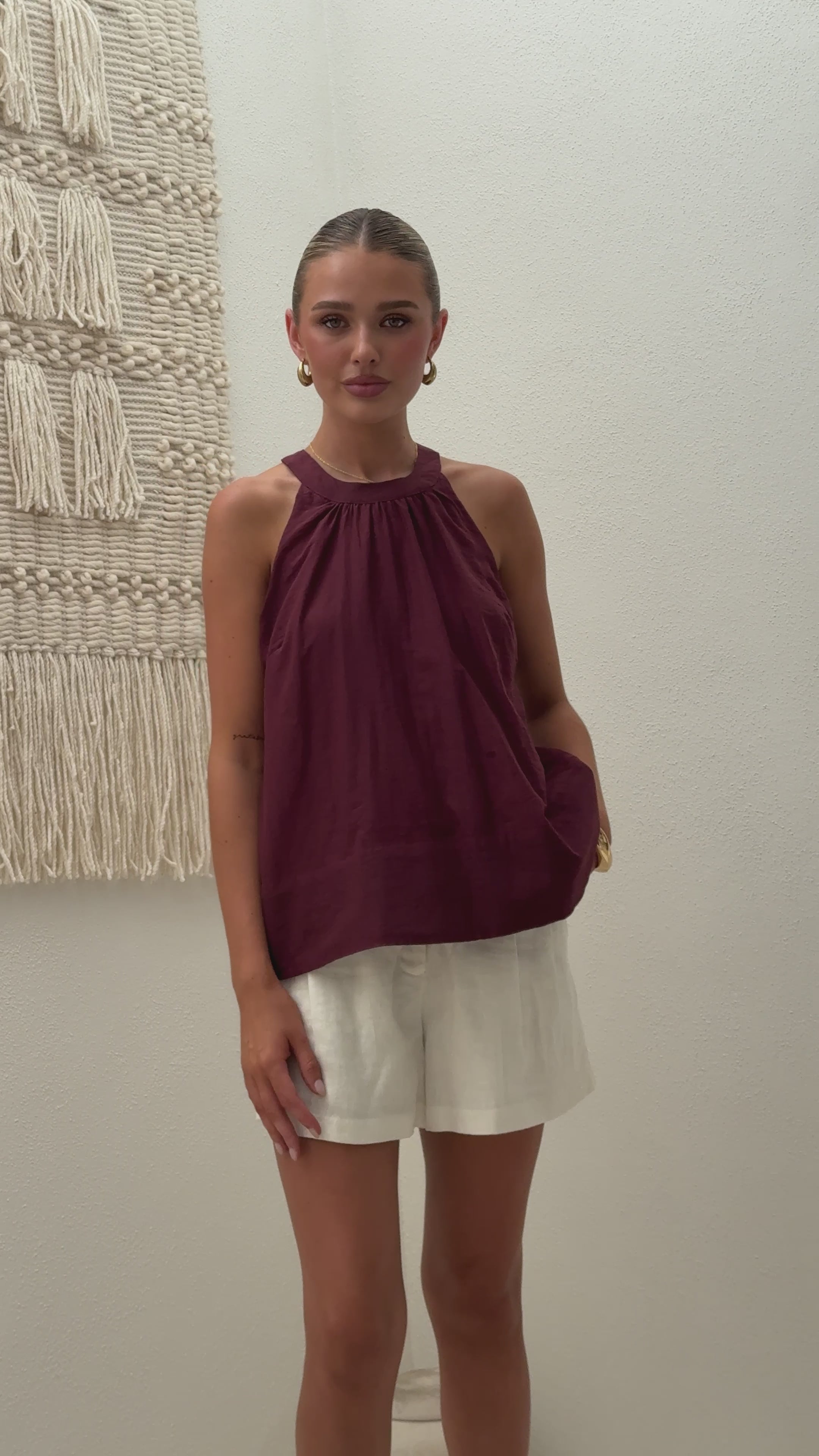 Load video: Gaia Top - Burgundy - Billy J
