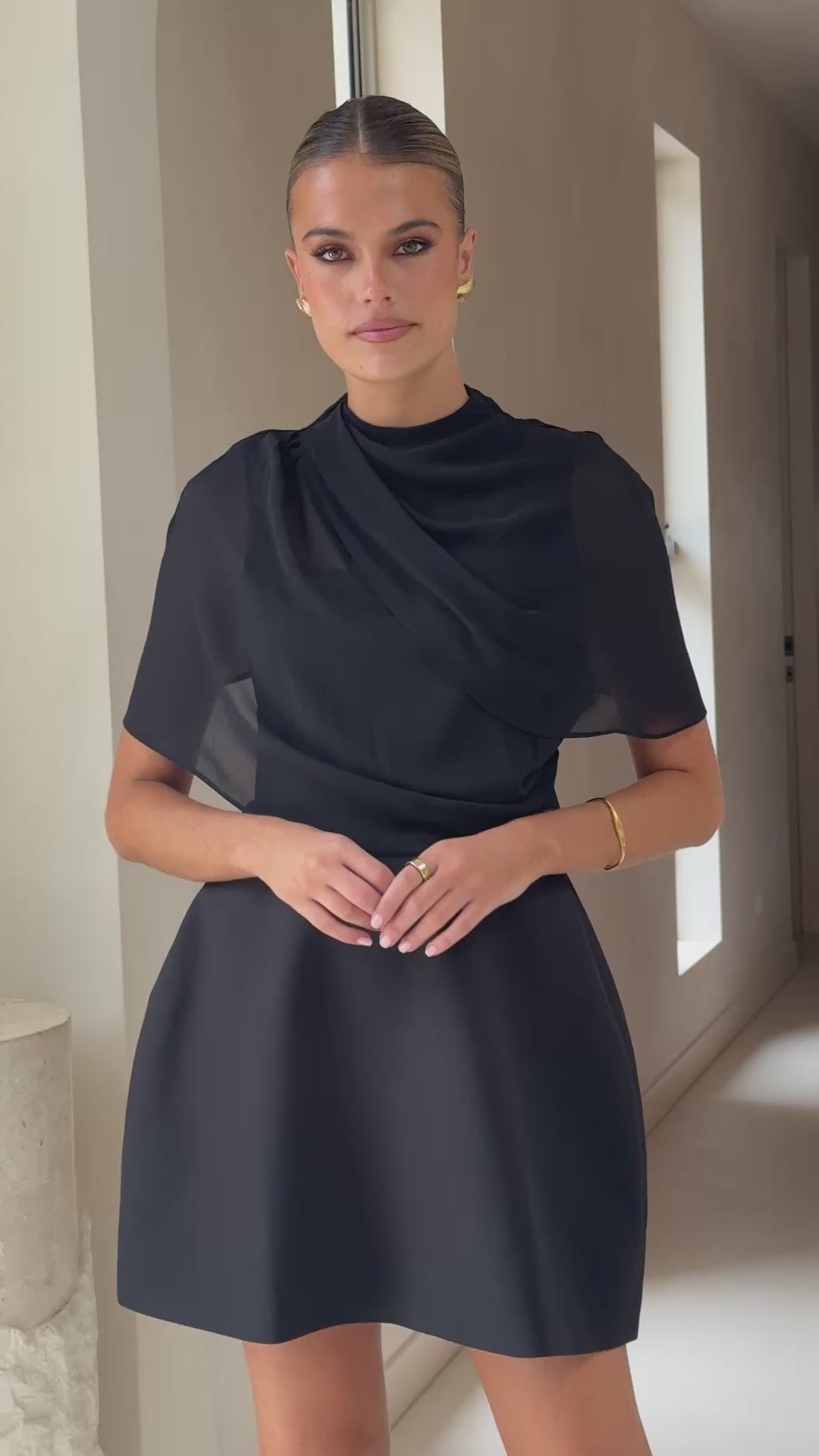 Load video: Zahni Mini Dress - Black - Billy J