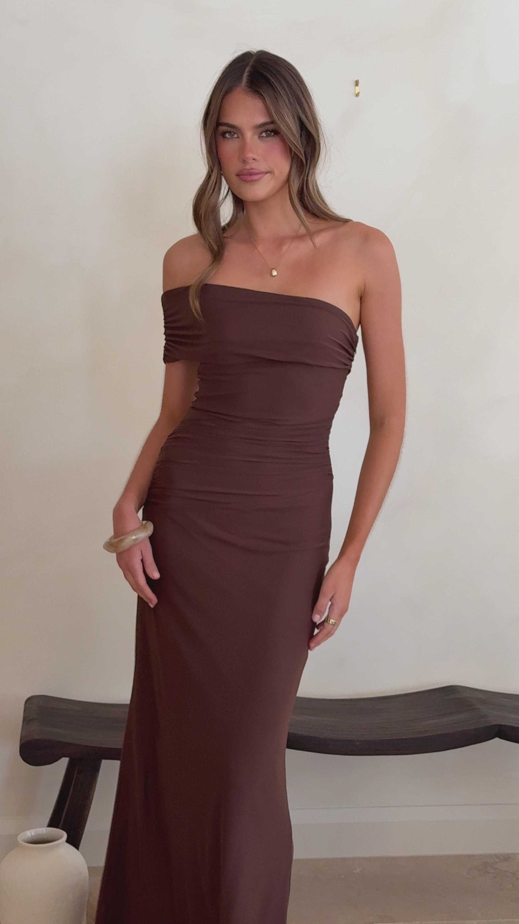 Load video: Ria Maxi Dress - Chocolate - Billy J
