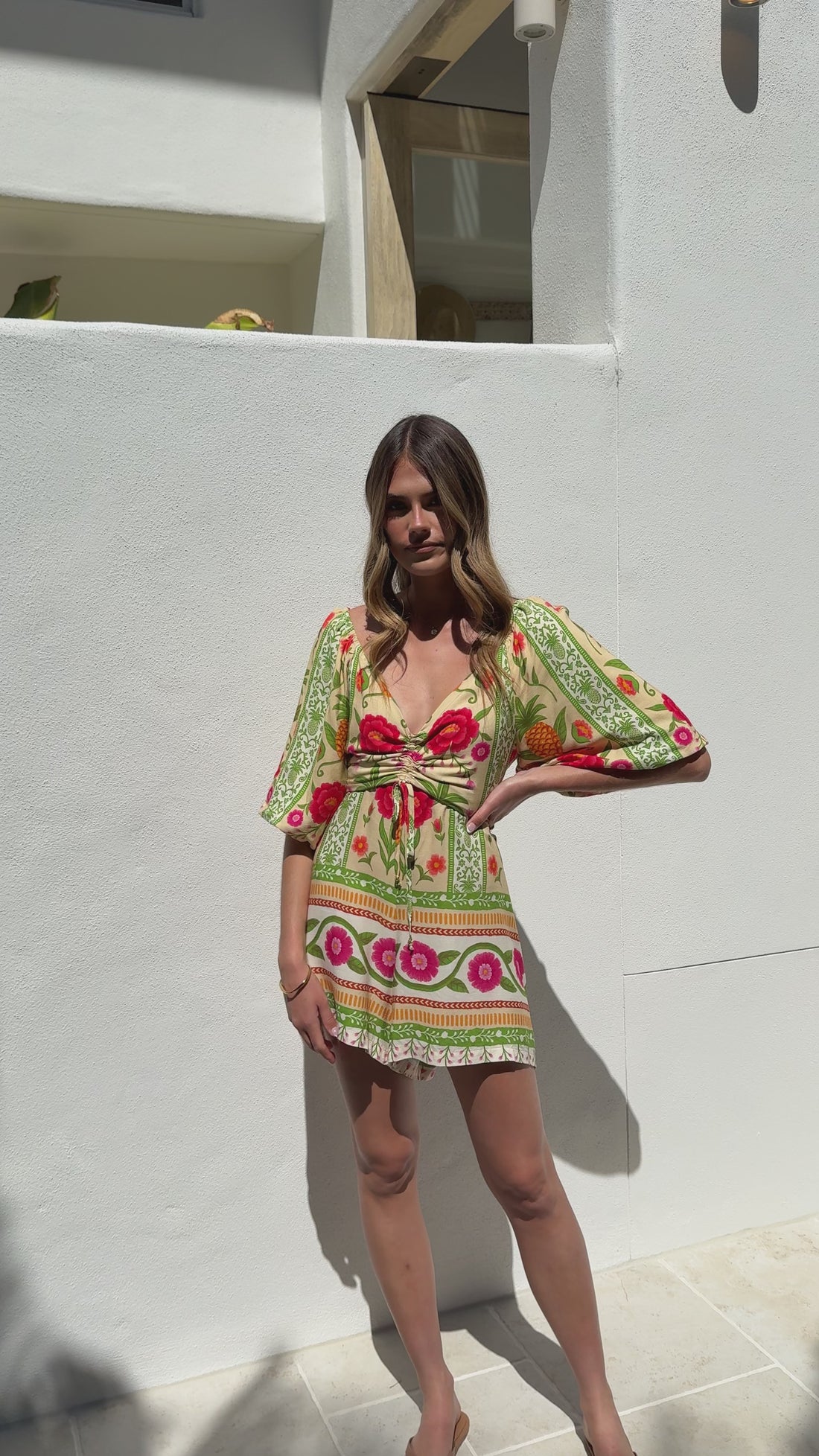 Janiya Puff Sleeve Playsuit - Sunkissed Print - Billy J