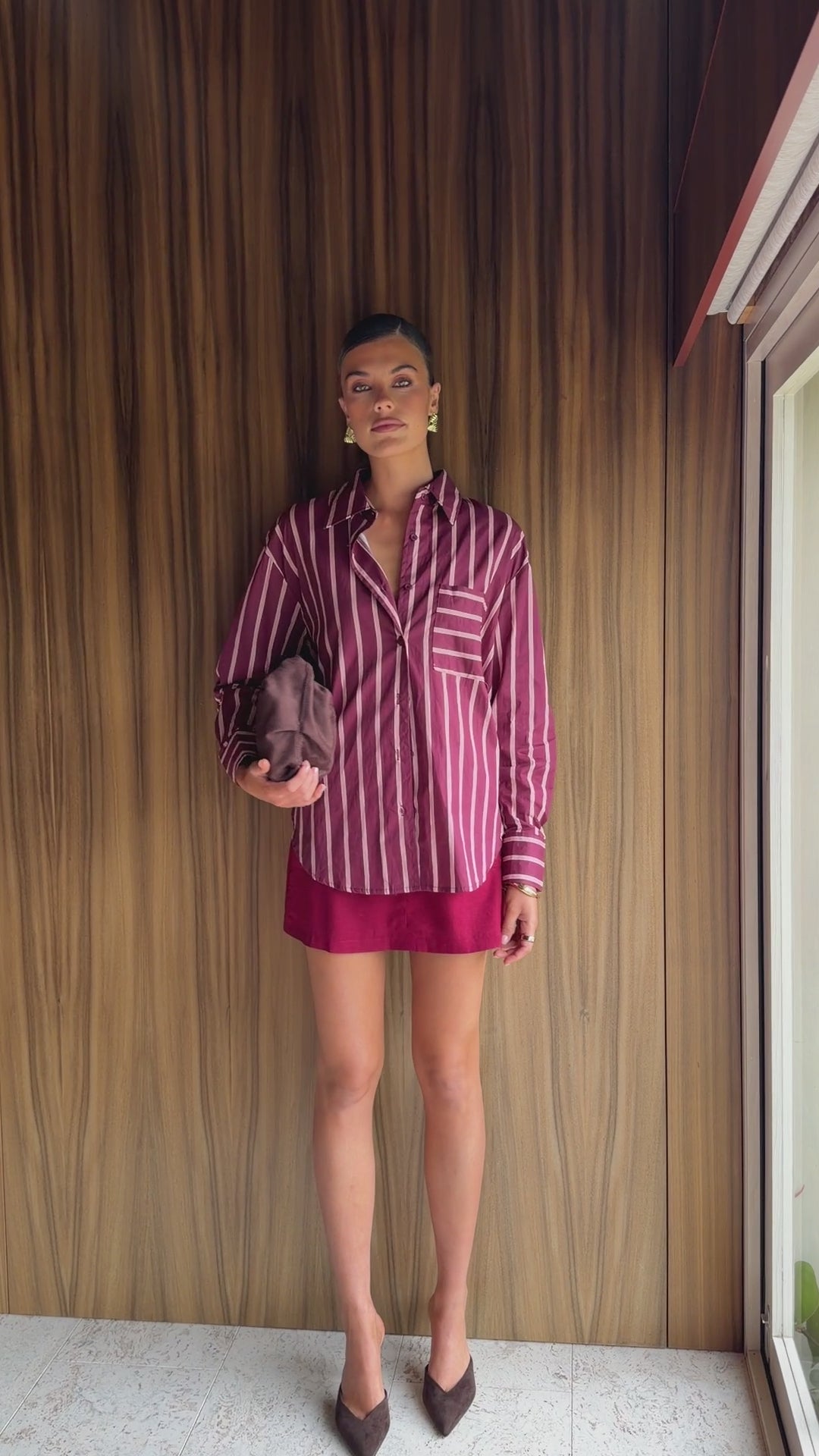 Charla Mini Skort - Burgundy - Billy J