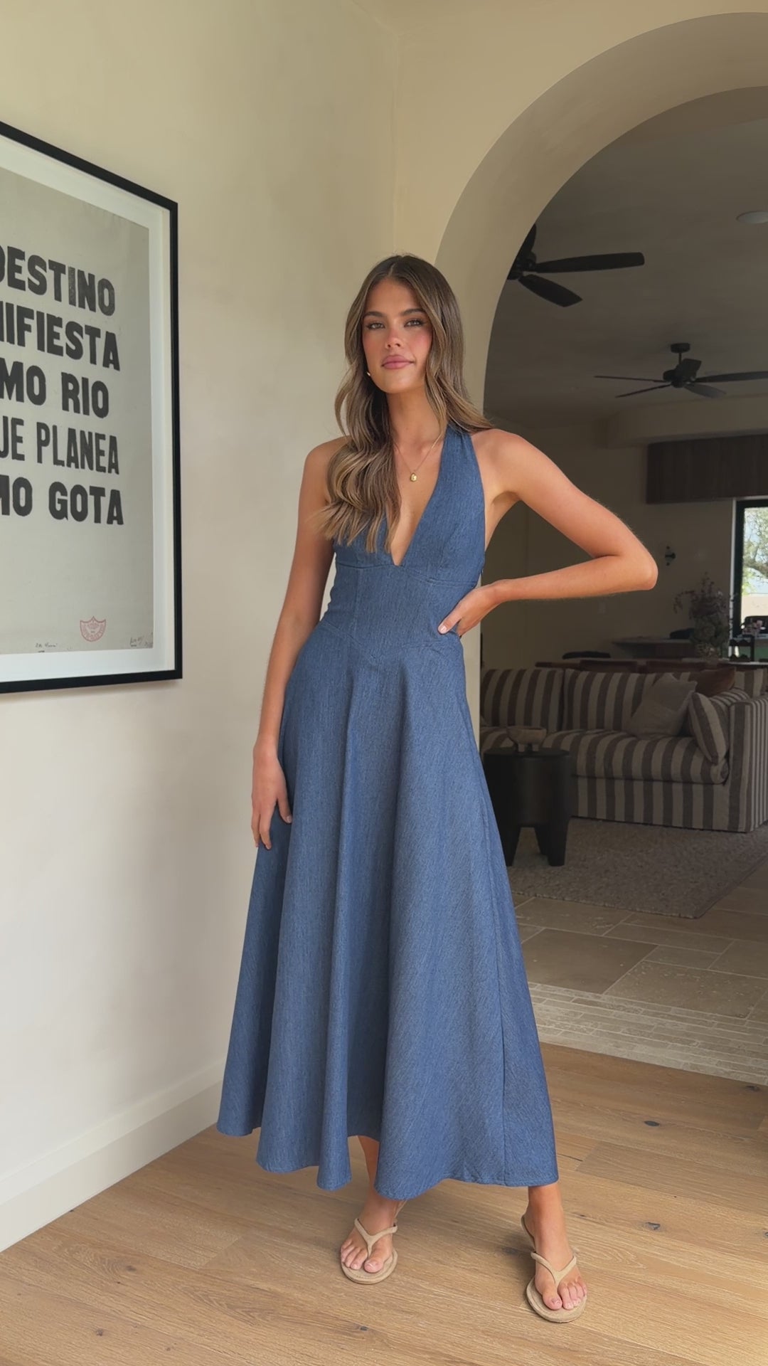 Load video: Skye Maxi Dress - Steel Blue - Billy J
