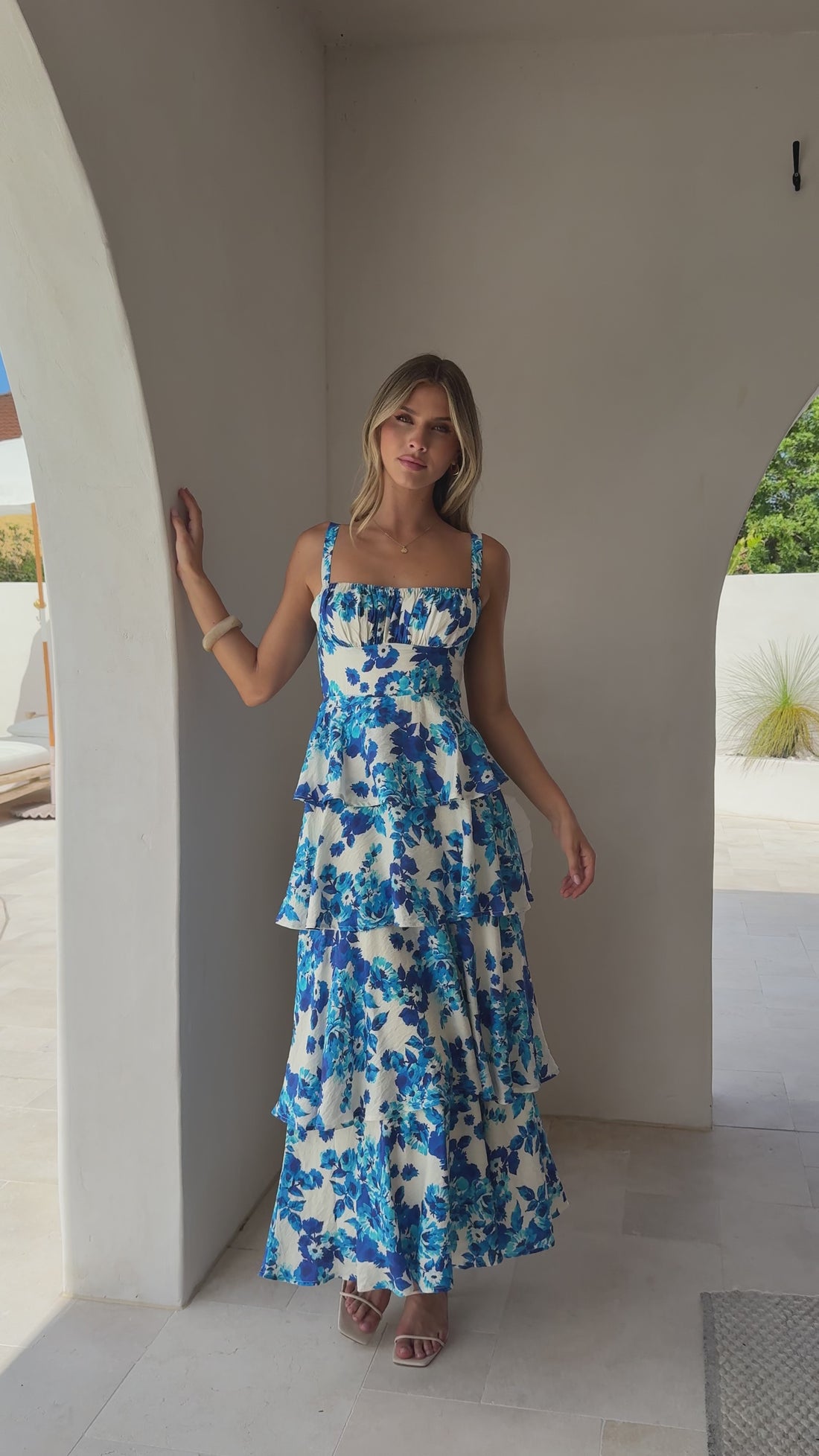 Odilia Maxi Dress - Blue/White Floral - Billy J