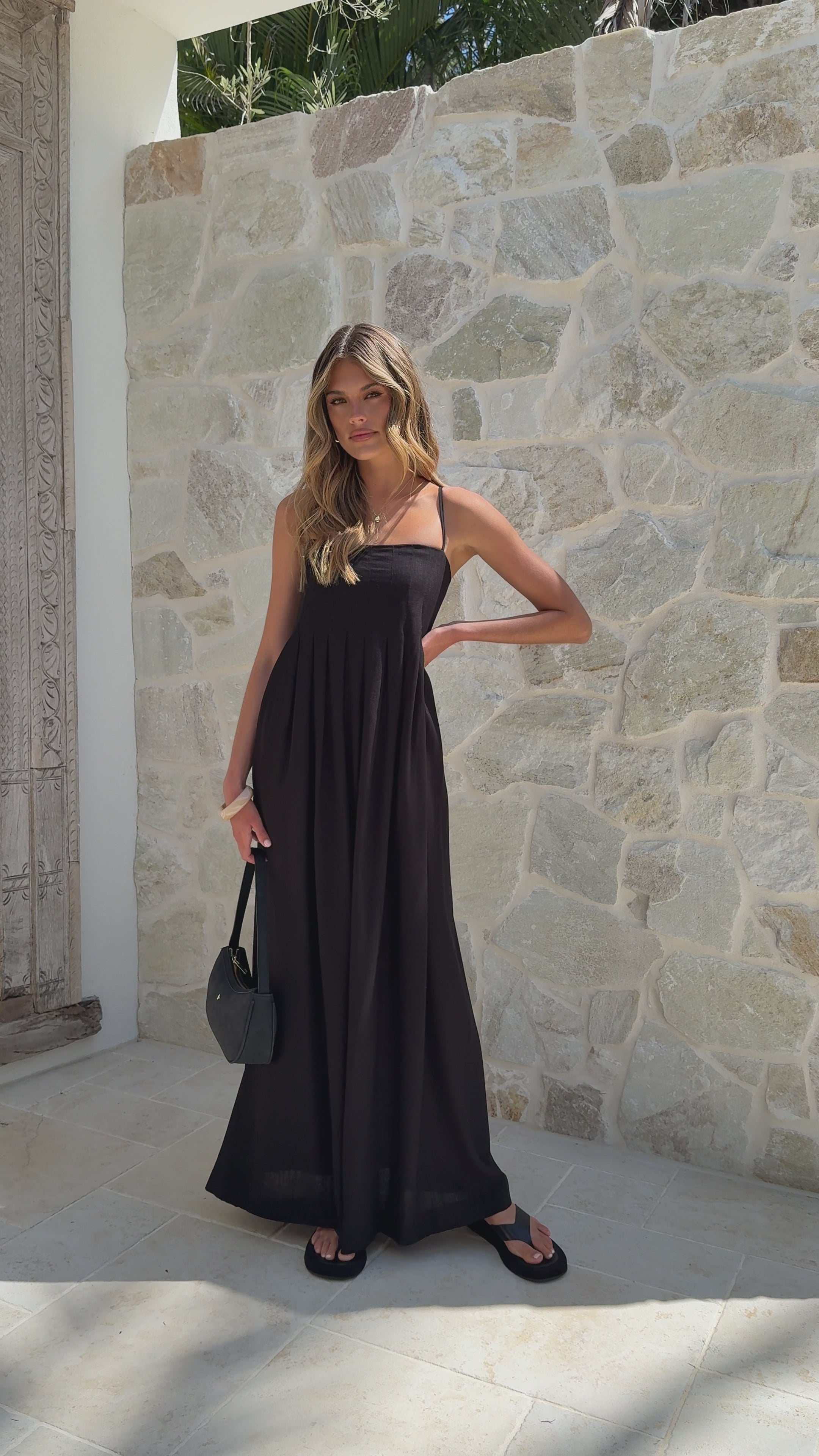 Load video: Pippy Maxi Dress - Black - Billy J