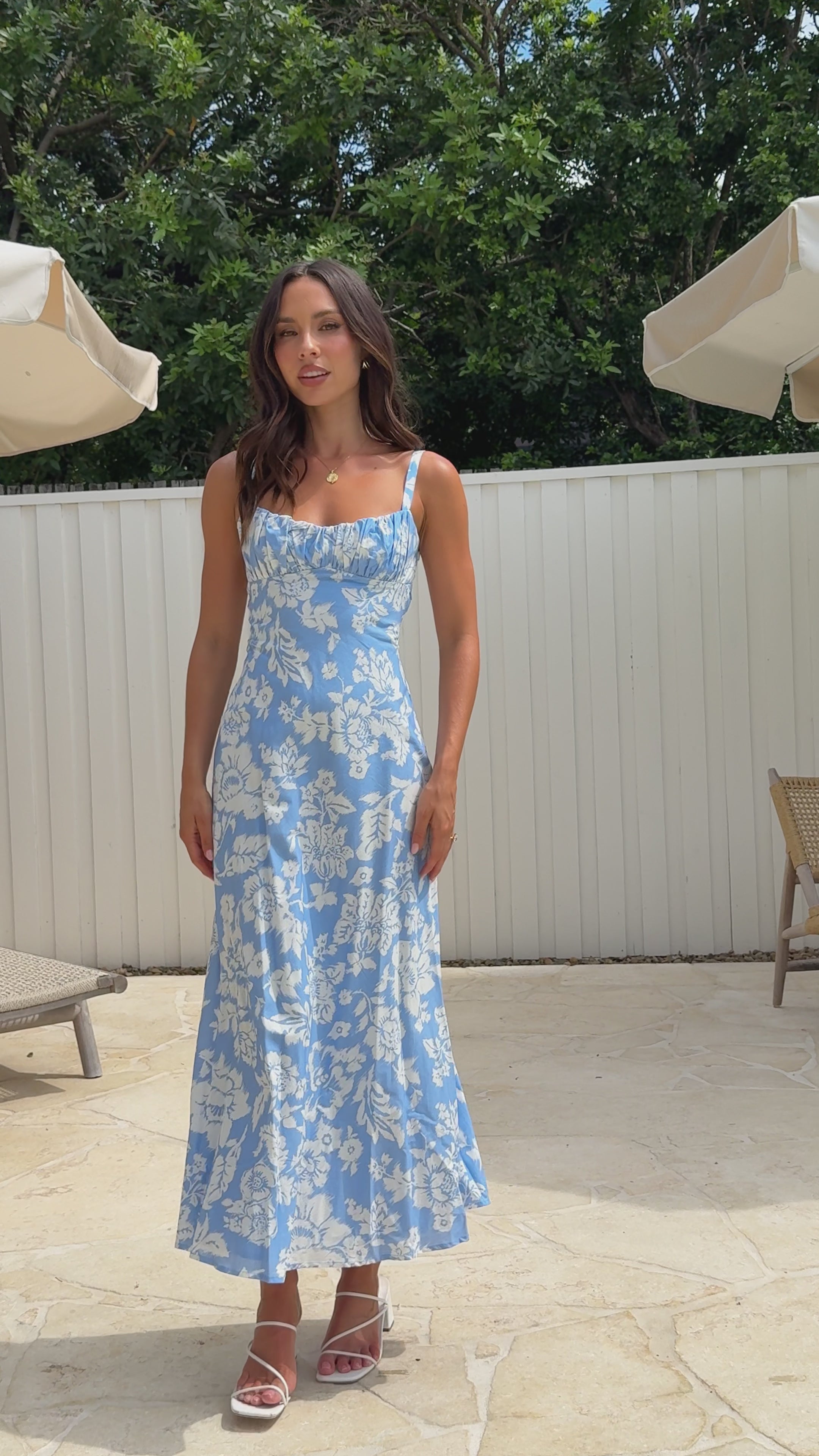 Load video: Margo Midi Dress - Blue Floral - Billy J