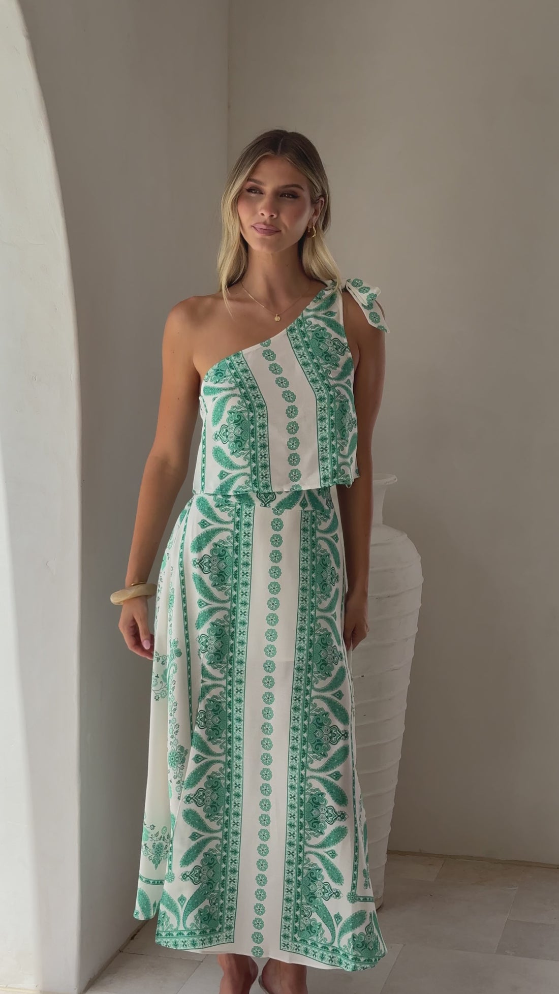 Hallie Maxi Skirt - Green Aztec - Billy J