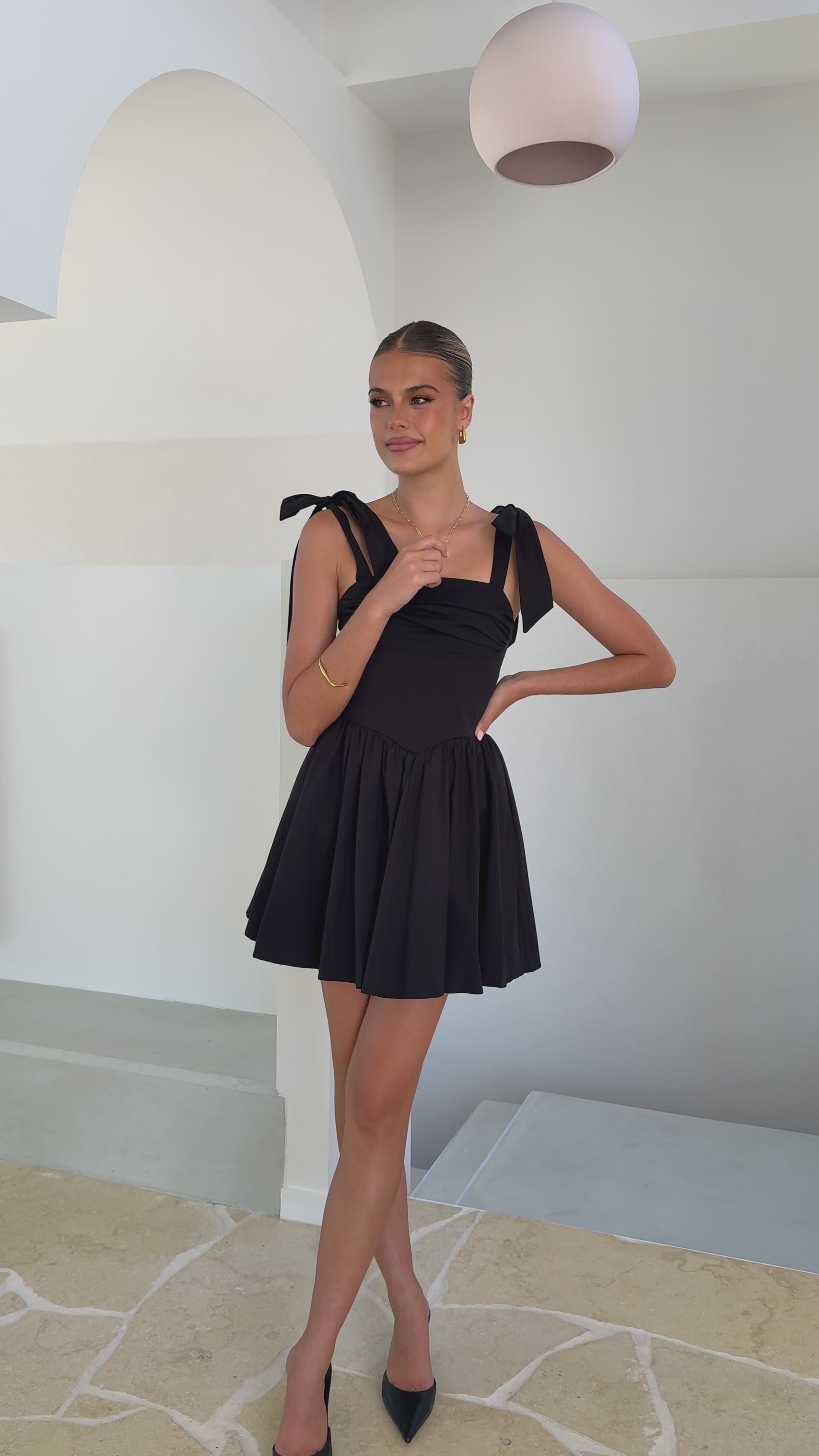 Load video: Haisley Mini Dress - Black - Billy J